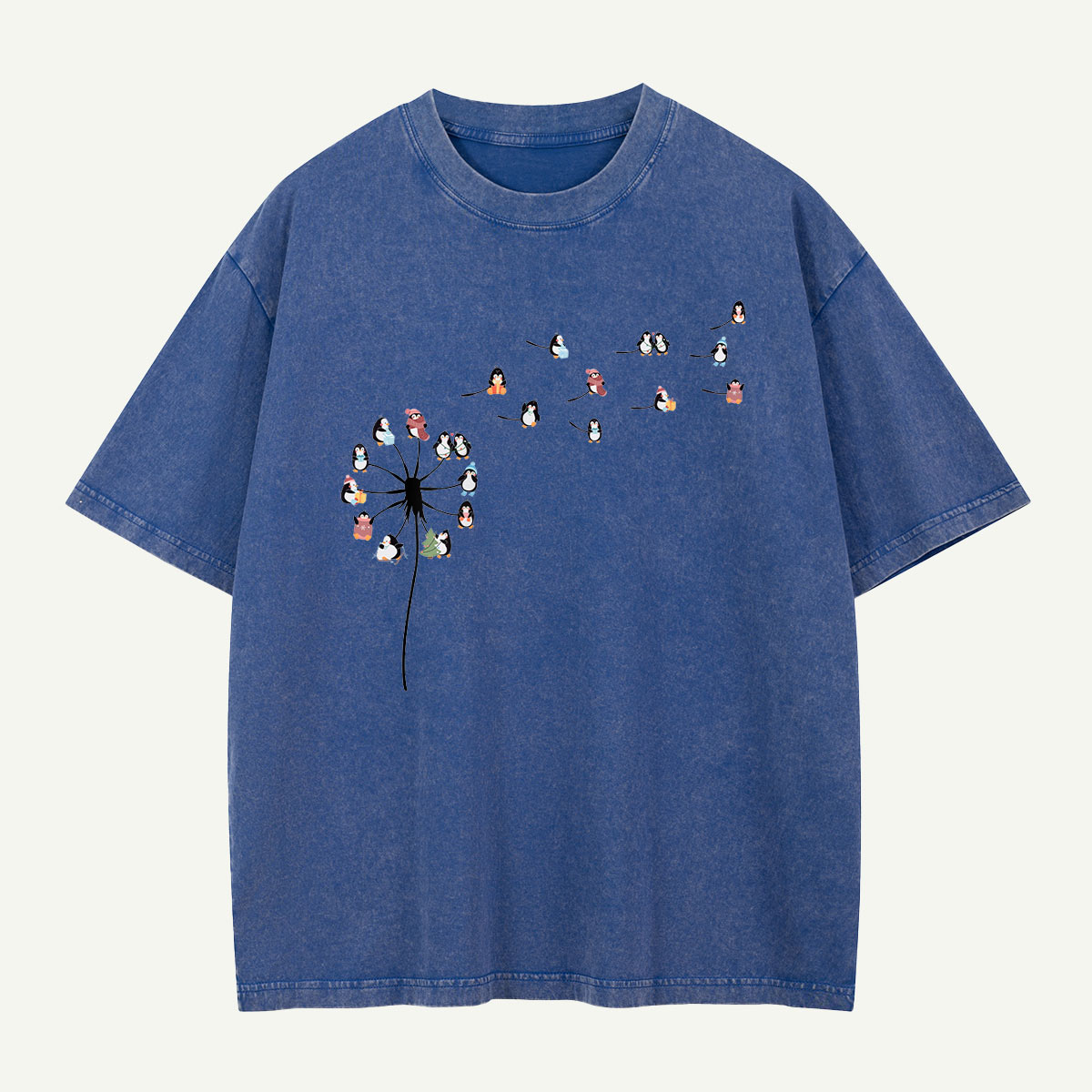 Penguins Gone with the Wind Washed T-Shirt
