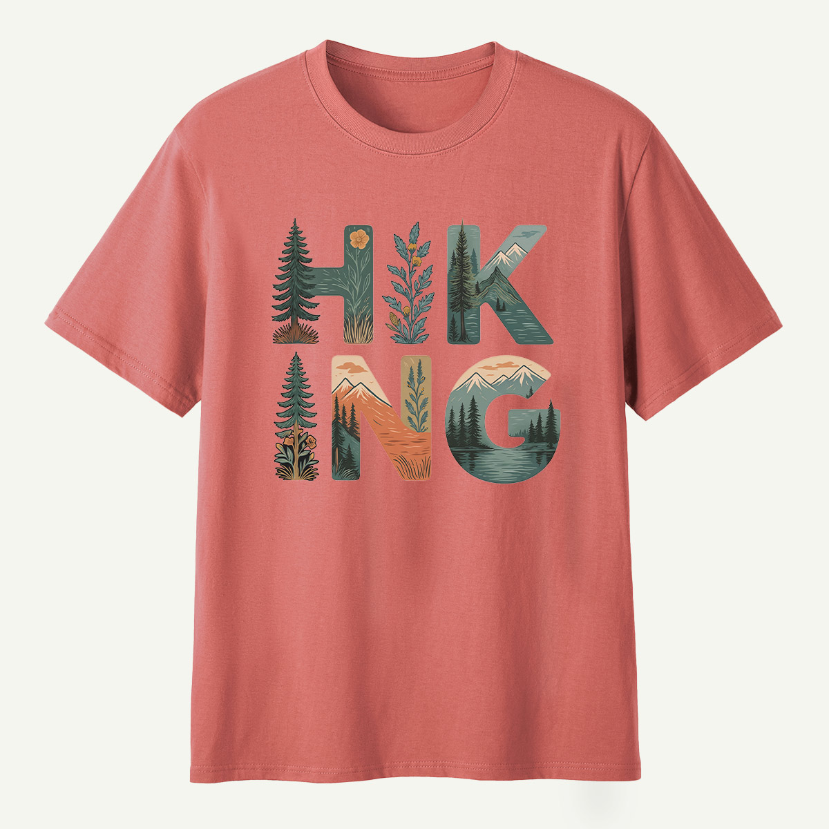 Hiking Forest Letter Art T-Shirt