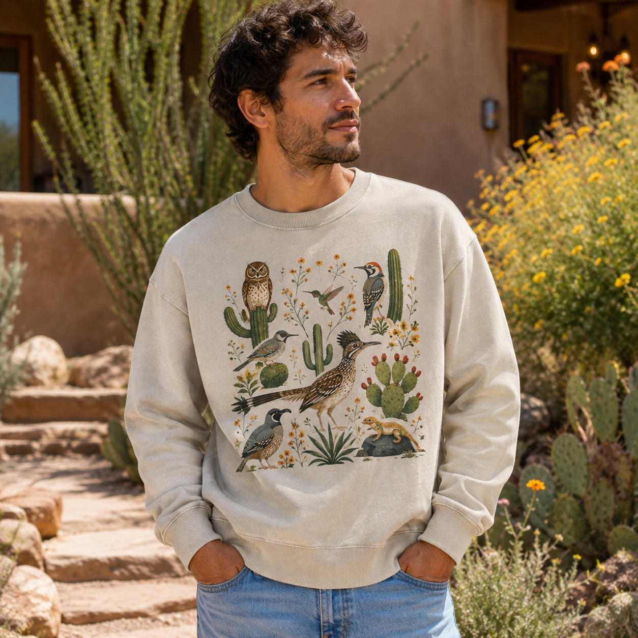 Birds of Cactus Country Washed Sweatshirts