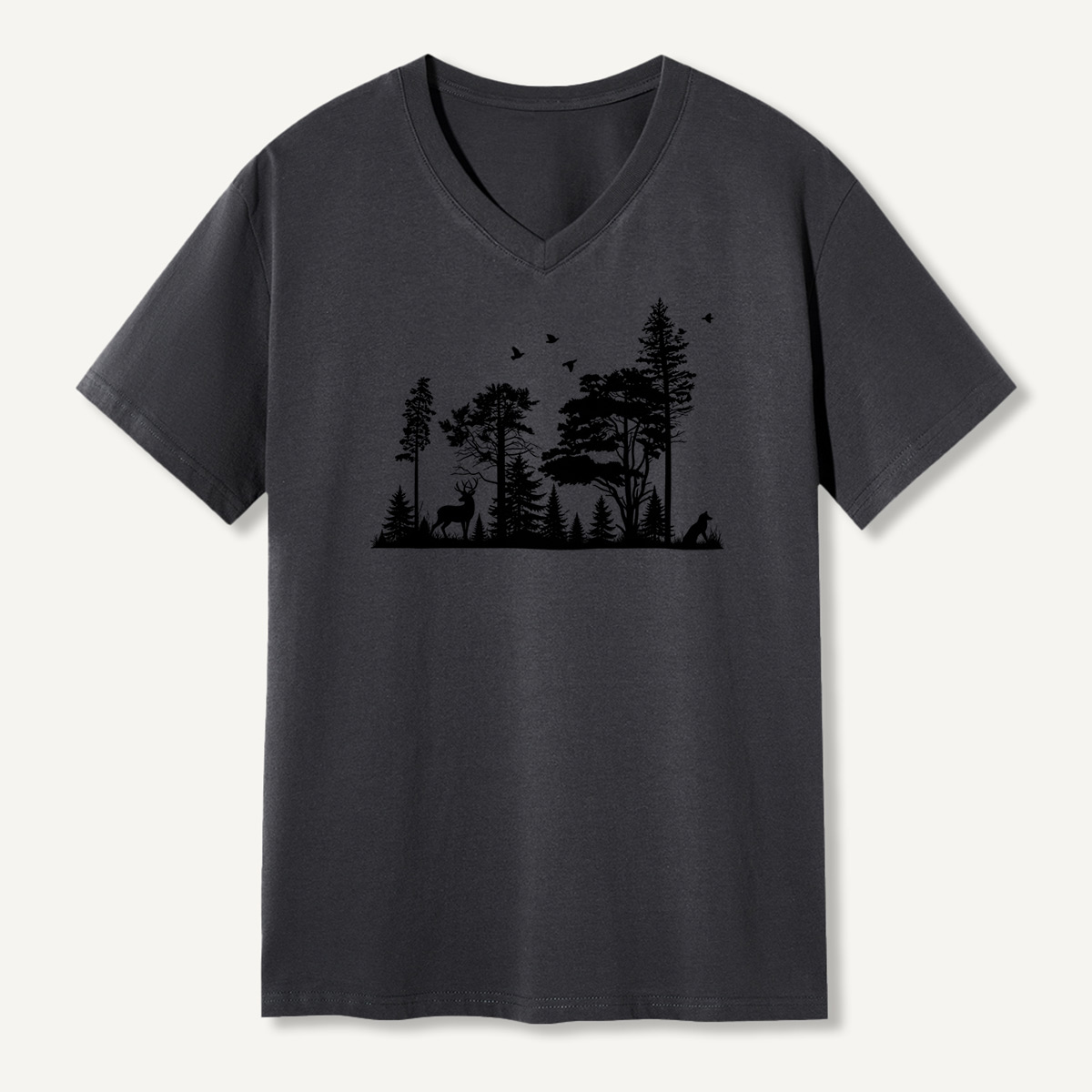Vintage Rabbit Deer And Bird Sketch Set V-neck T-Shirt