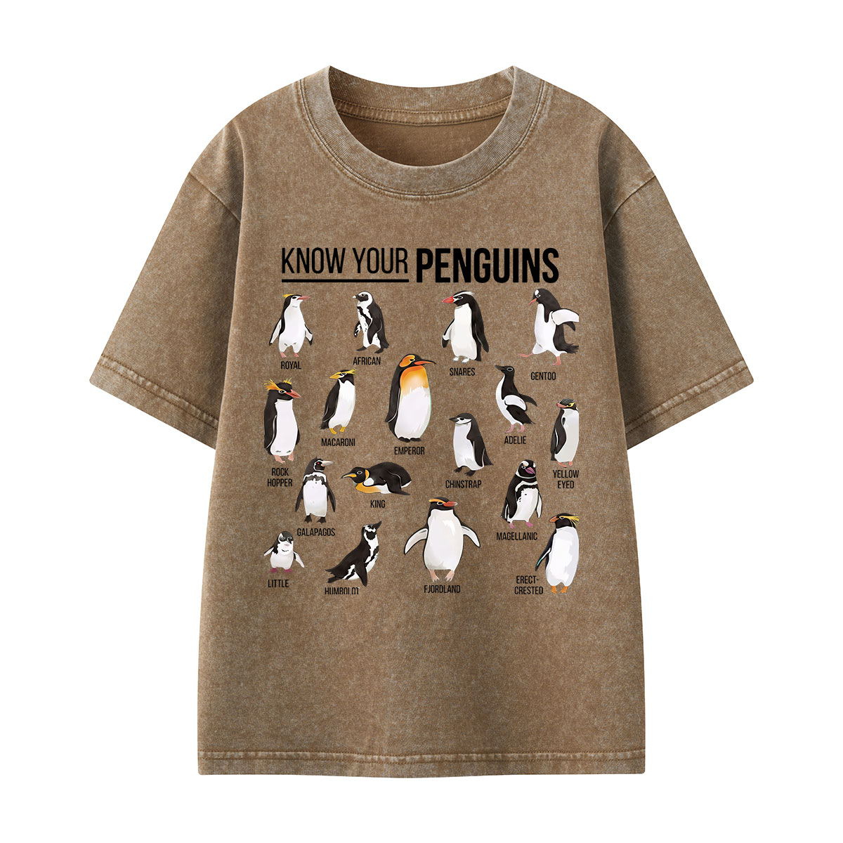 Know Your Penguins Kids Washed T-Shirt