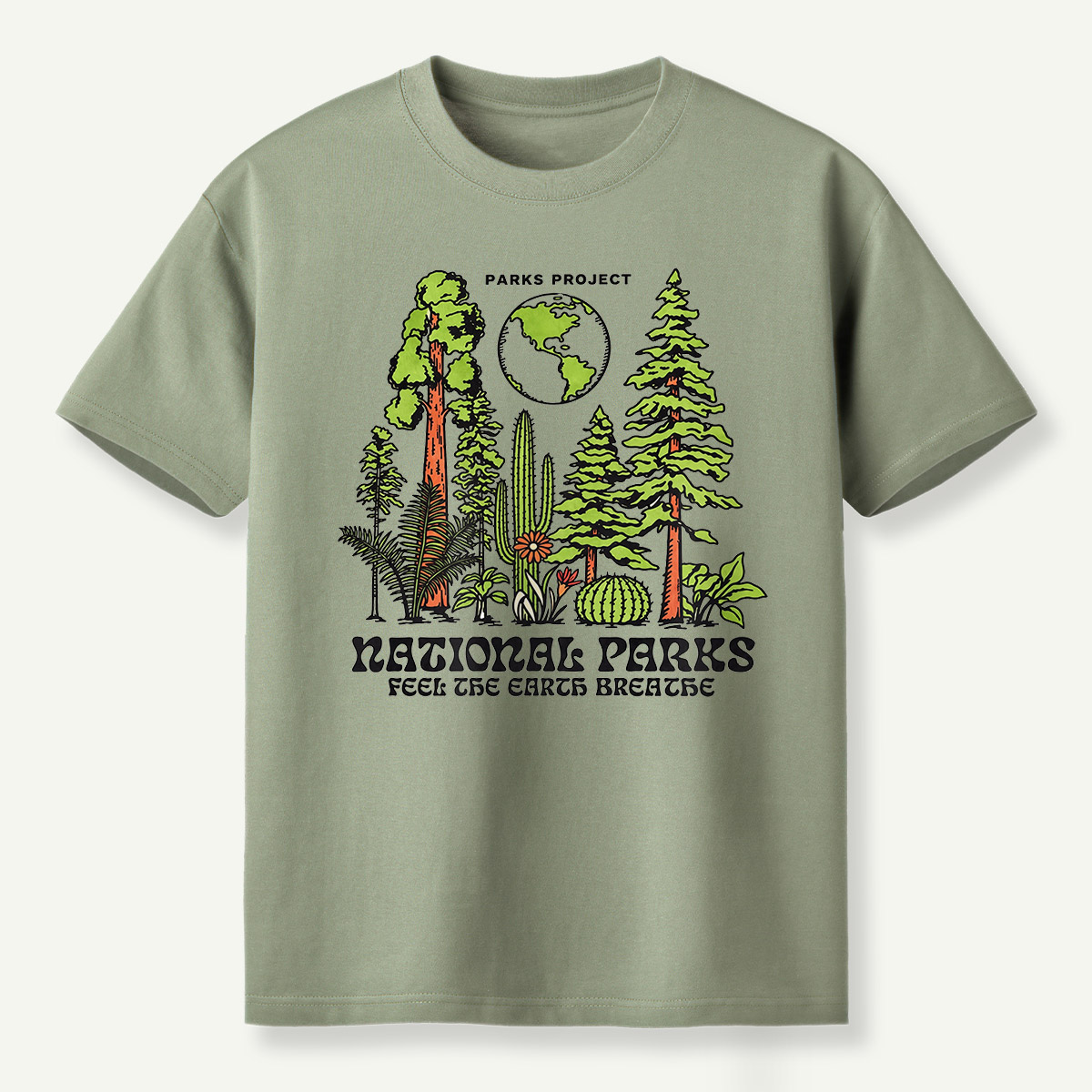 National Parks Feel The Earth Breathe Redwood Cactus Forest T-Shirt