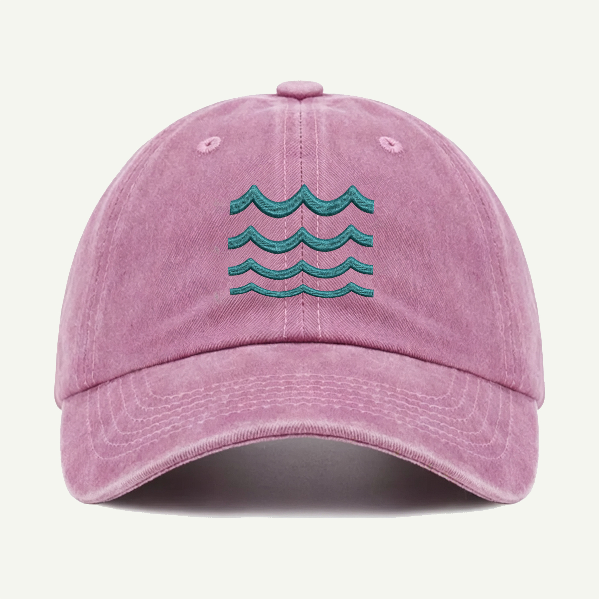 Ocean Waves Washed Embroidered Hat