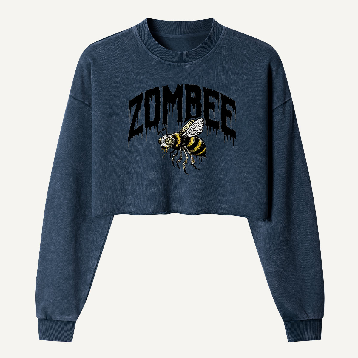 Zombee Undead Bee Women's Washed Cropped Sweatshirt