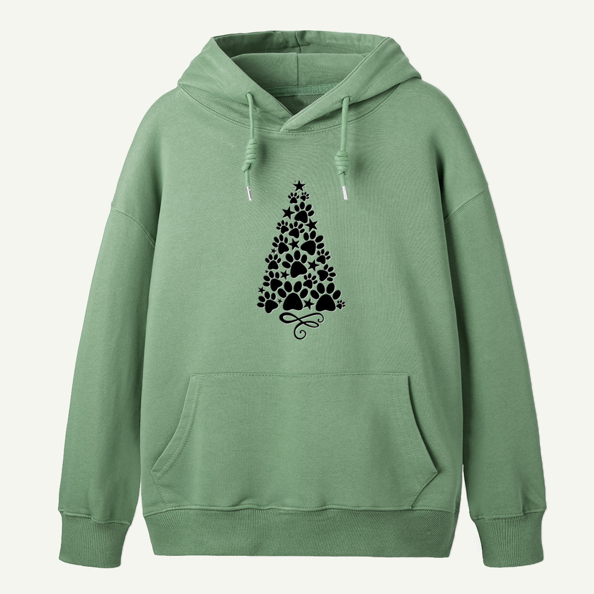Christmas Tree Made Of Pet Paw Prints And Stars Hoodie
