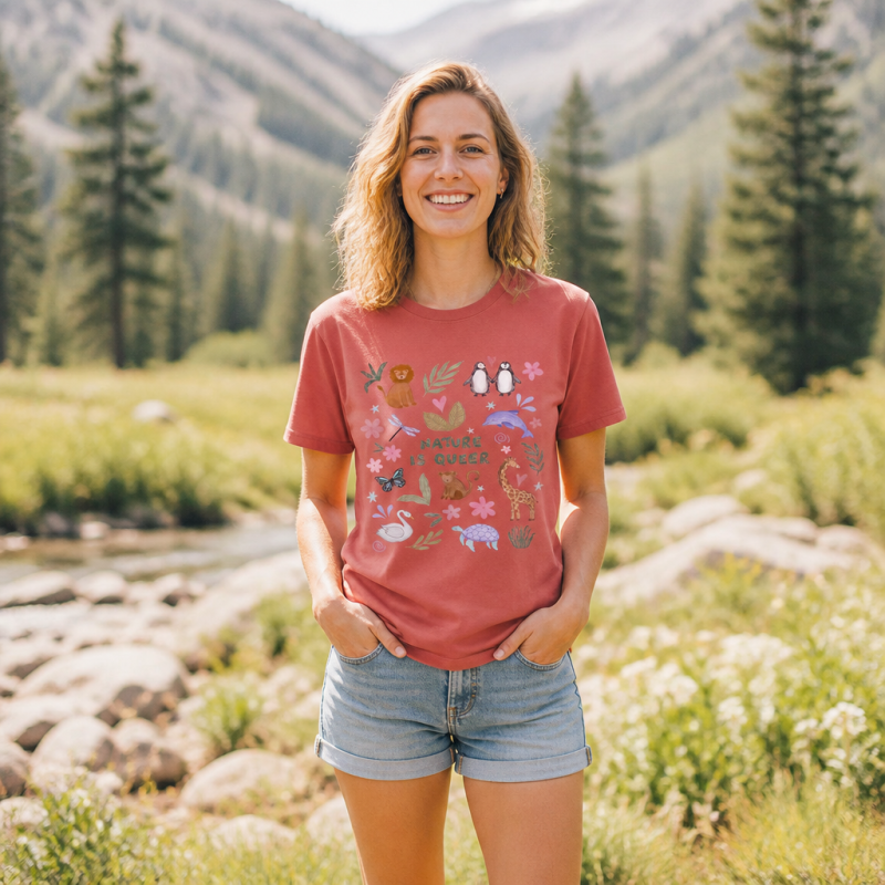 Nature Is Queer Cute Animals Pride T-Shirt