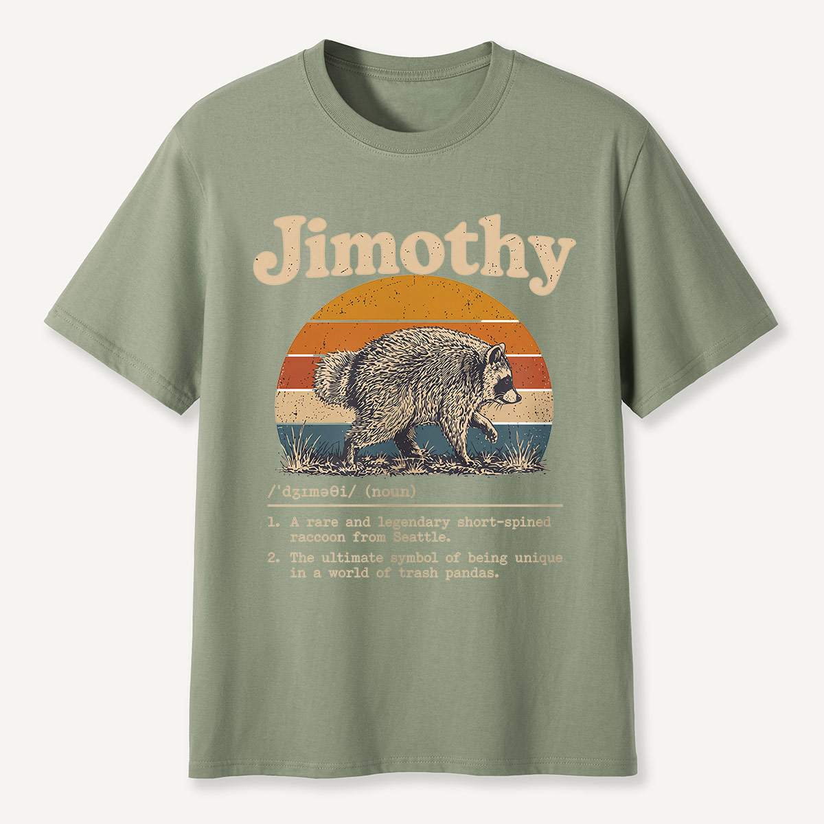 Jimothy Definition Retro Sunset Raccoon T-Shirt