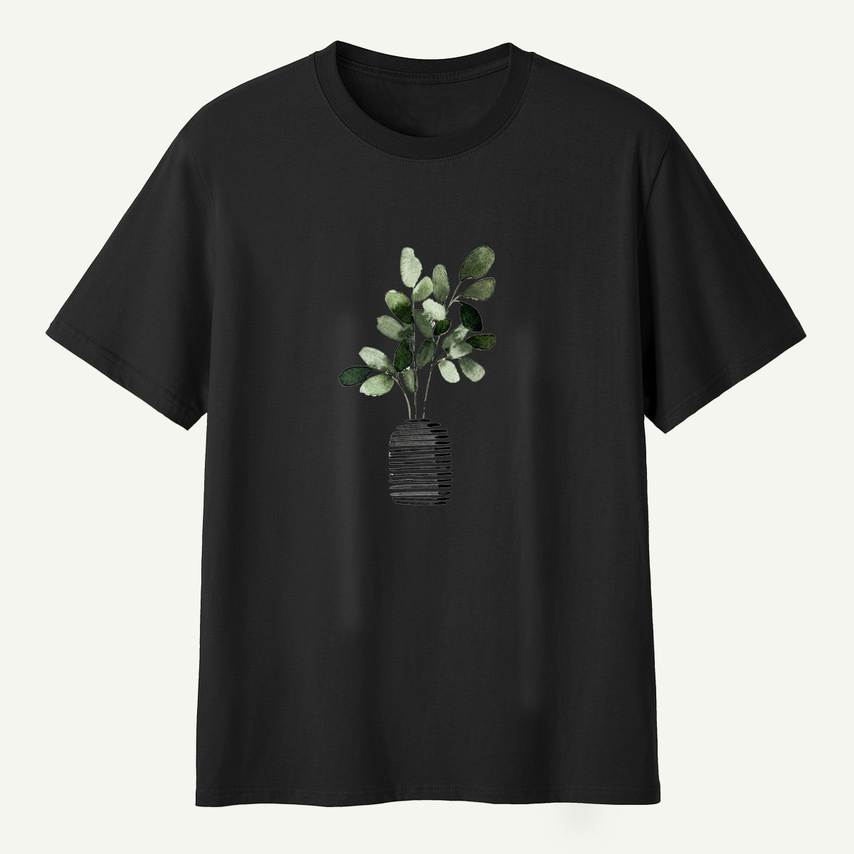 Botanical Leaves In Striped Vase T-Shirt