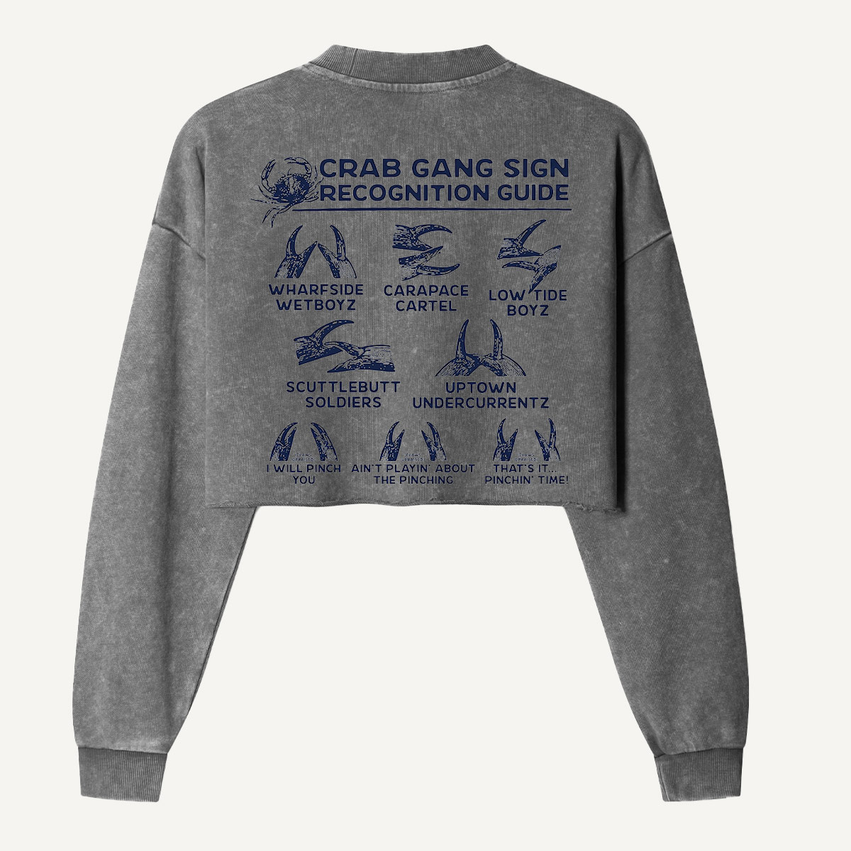 Scuba Diving Hand Signal Communication Guide Women's Washed Cropped Sweatshirt