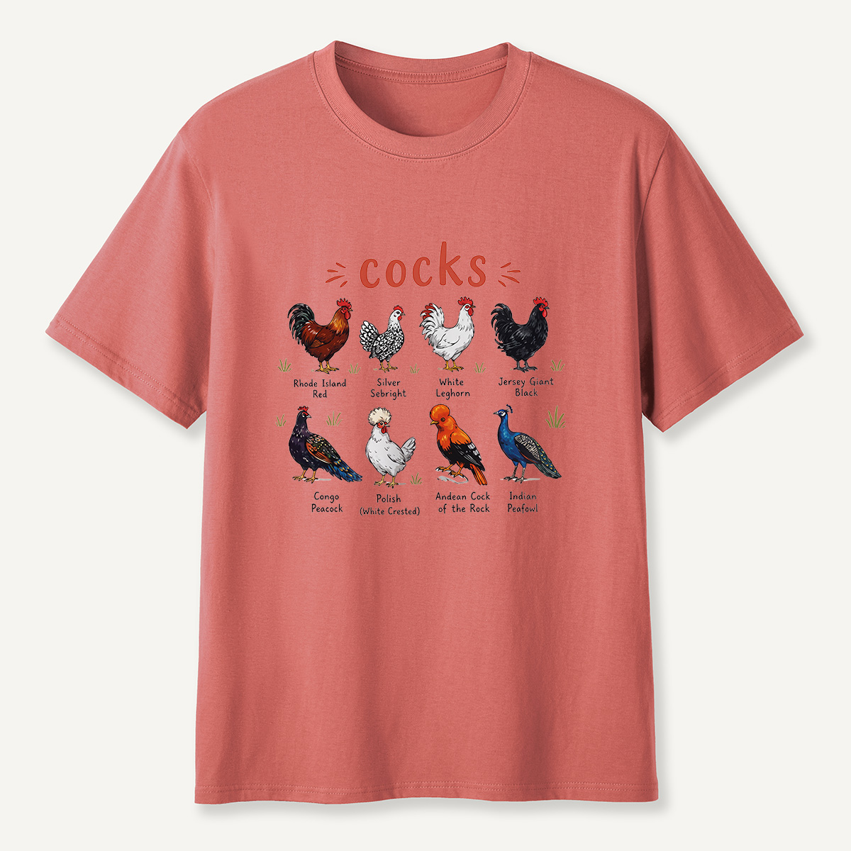 MDCTBYWY26072004 Cocks of the World Illustrated T-Shirt