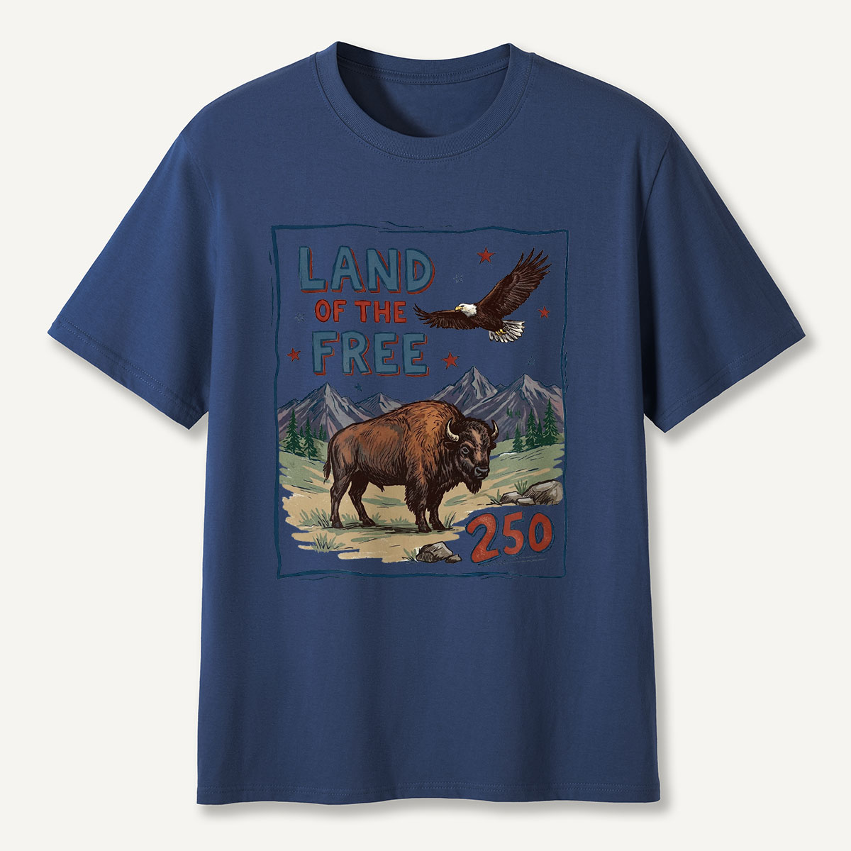 American Wildlife Land of the Free Bison and Eagle T-Shirt