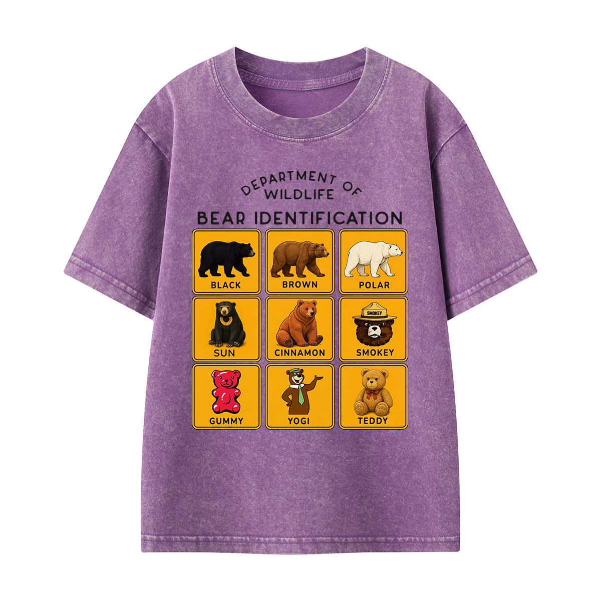 Department of Wildlife Bear Identification Kids Washed T-Shirt