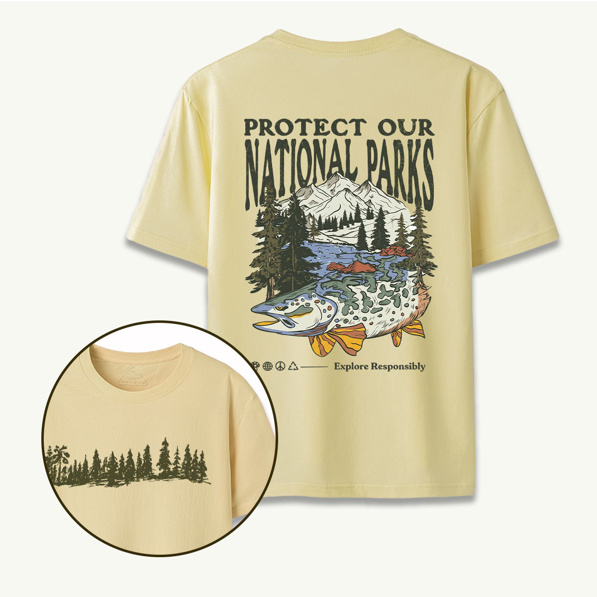 Nature Hiking Explorer Mountain Fish T-Shirt