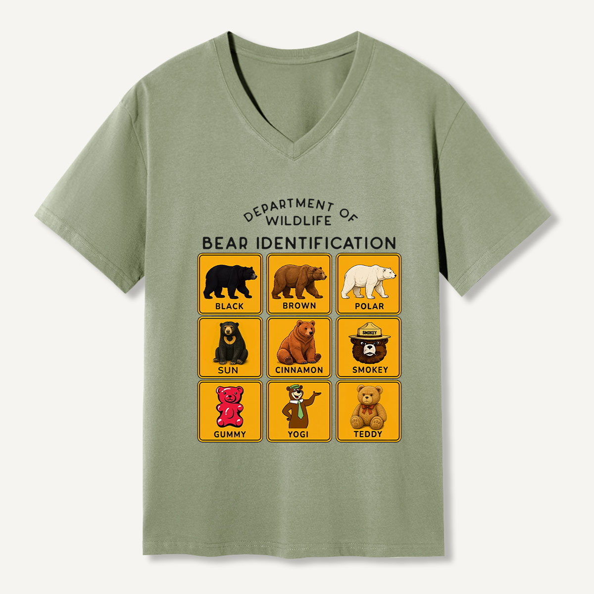Department of Wildlife Bear Identification Gummy Bear V-neck T-Shirt