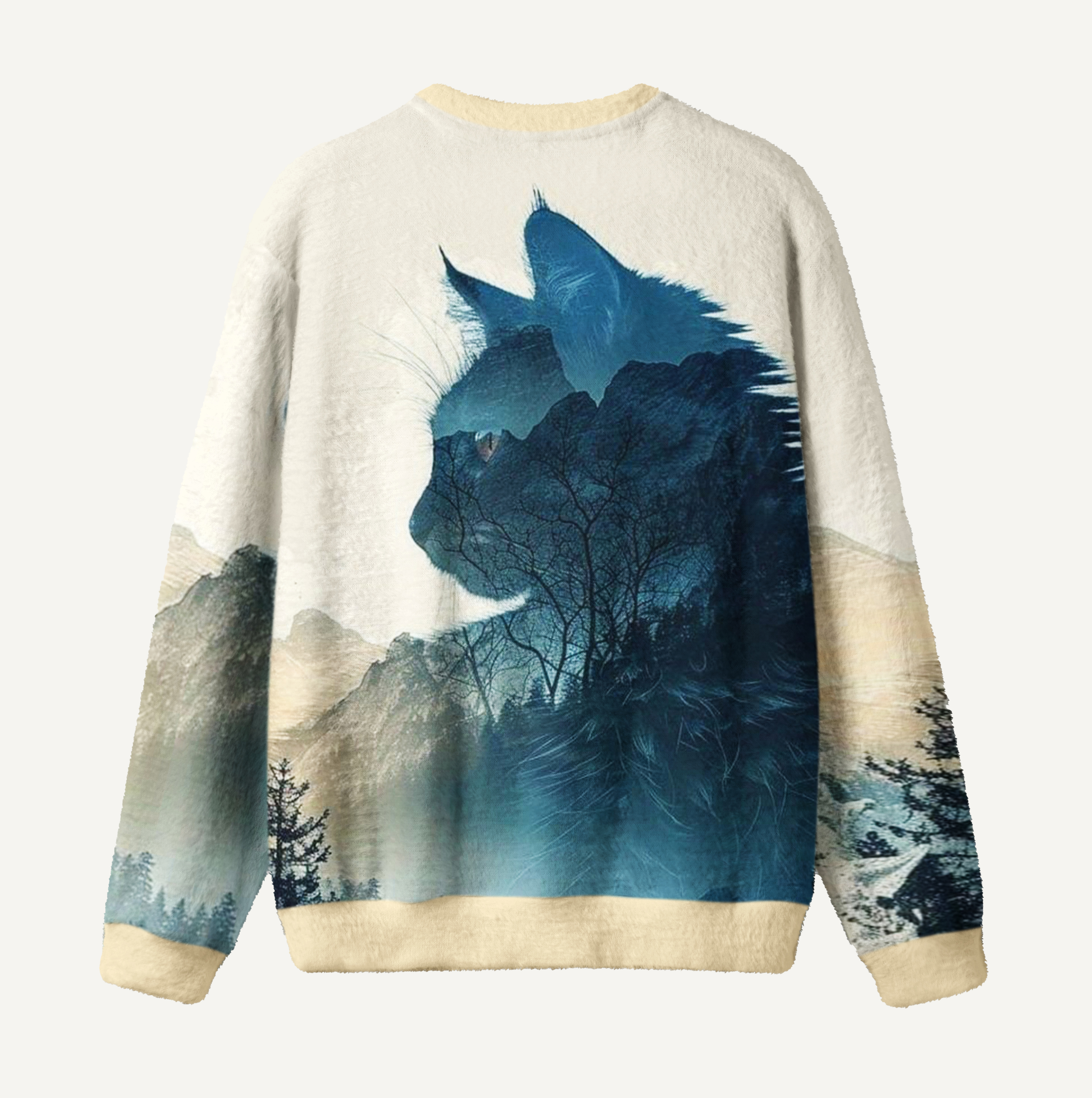 Forest Spirit Cat Ugly Fuzzy Fleece Sweatshirt