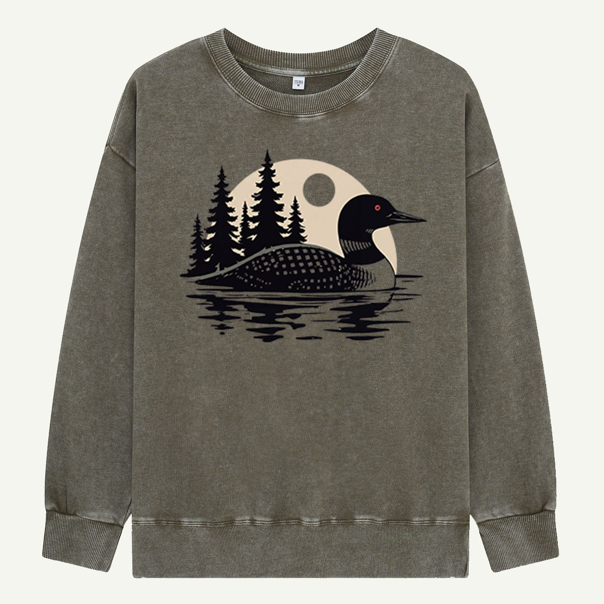 Loon Alone on the Lake Washed Sweatshirts