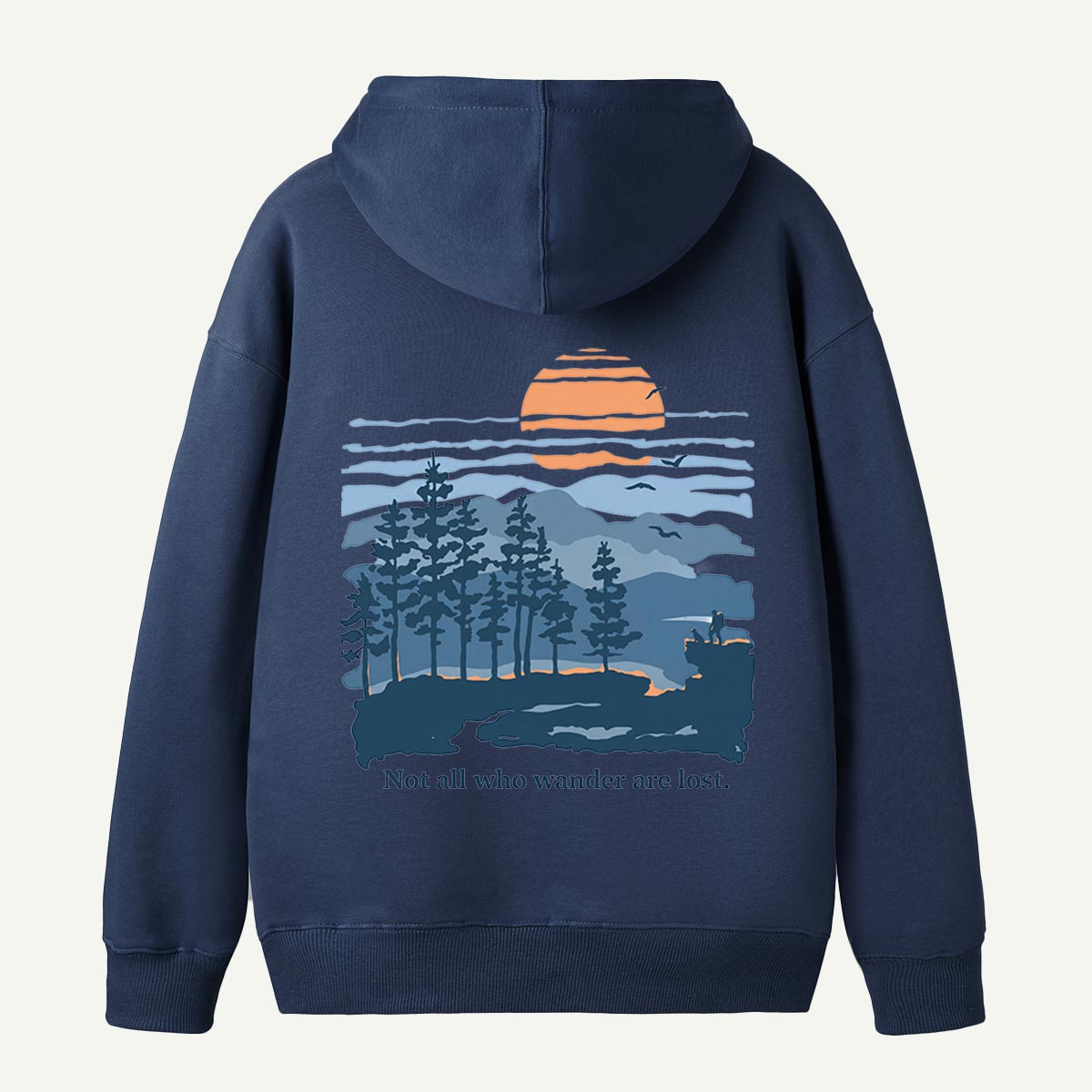 Not All Who Wander Are Lost Mountain Sunset Back Printed Hoodie