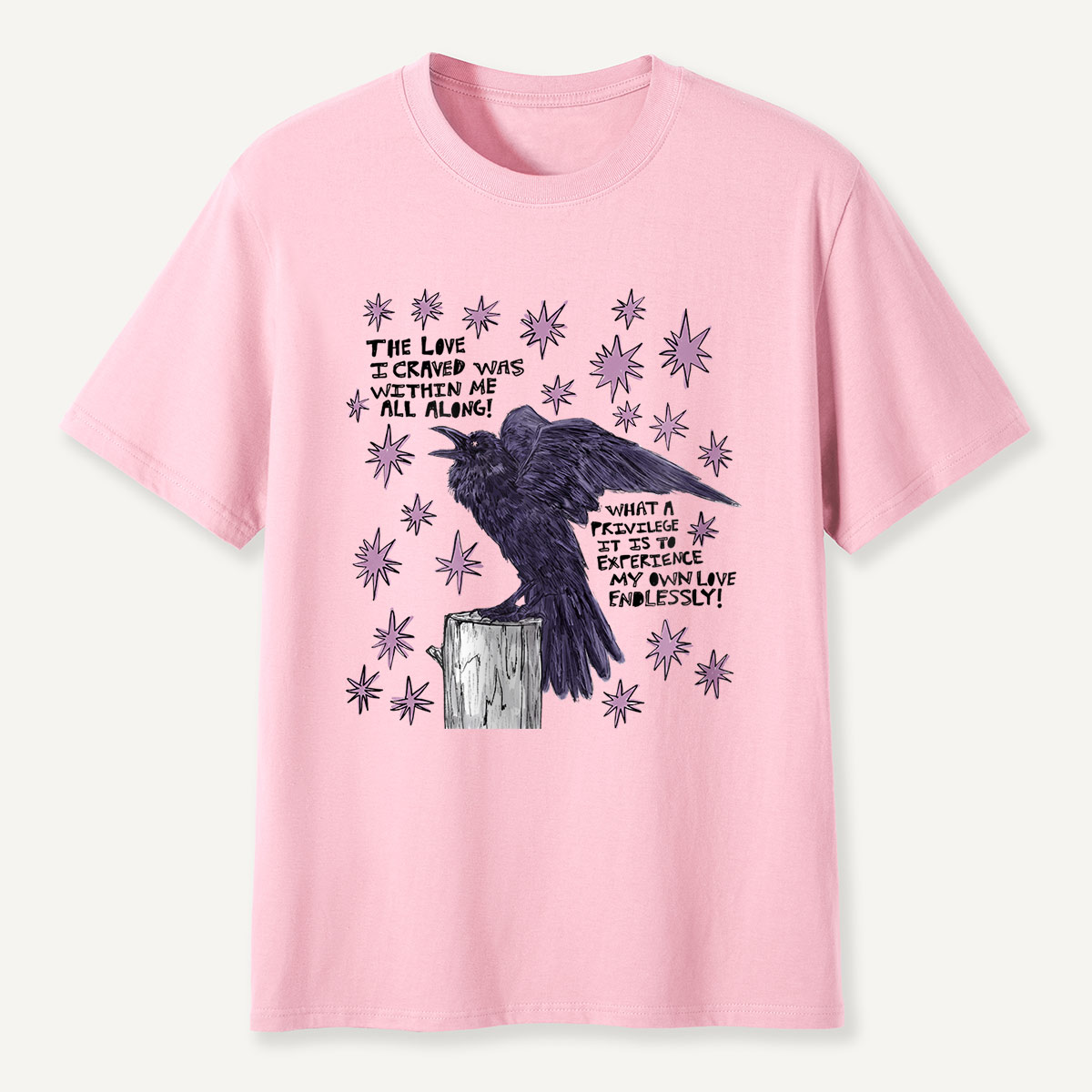 Cosmic Crow Self‑Love Quote T-Shirt