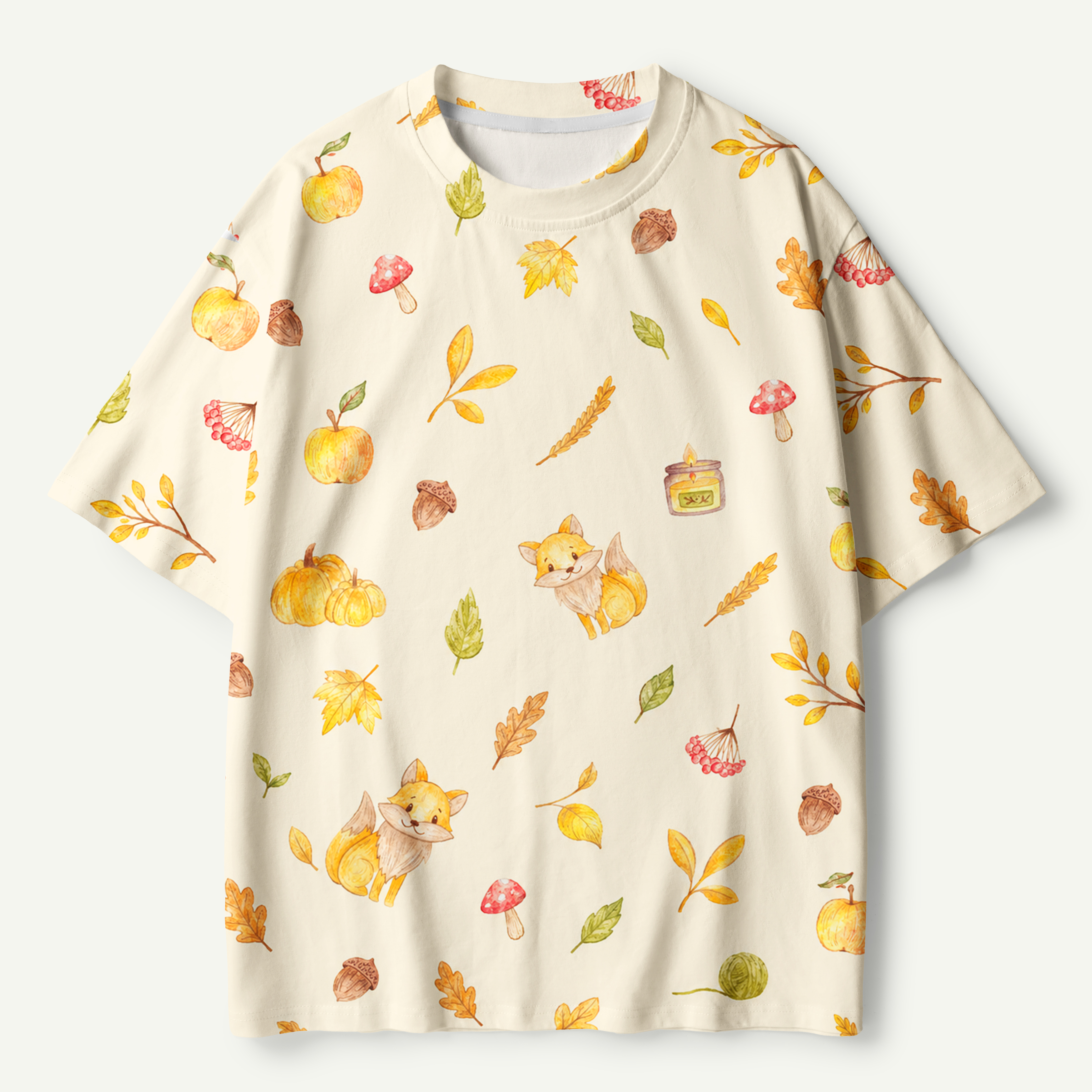 Autumn Fox Pumpkin Woodland Scatter Premium Pure Cotton Tee