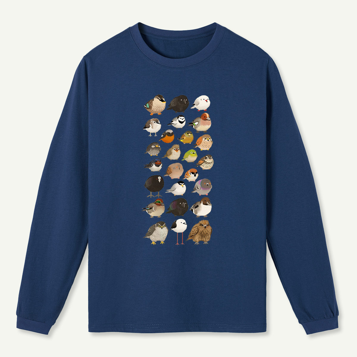 Bird Species Illustration Long Sleeve T-Shirt