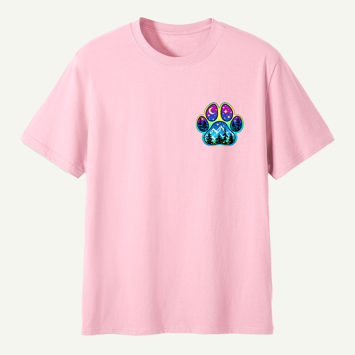 Celestial Mountain Forest Paw Print T-Shirt