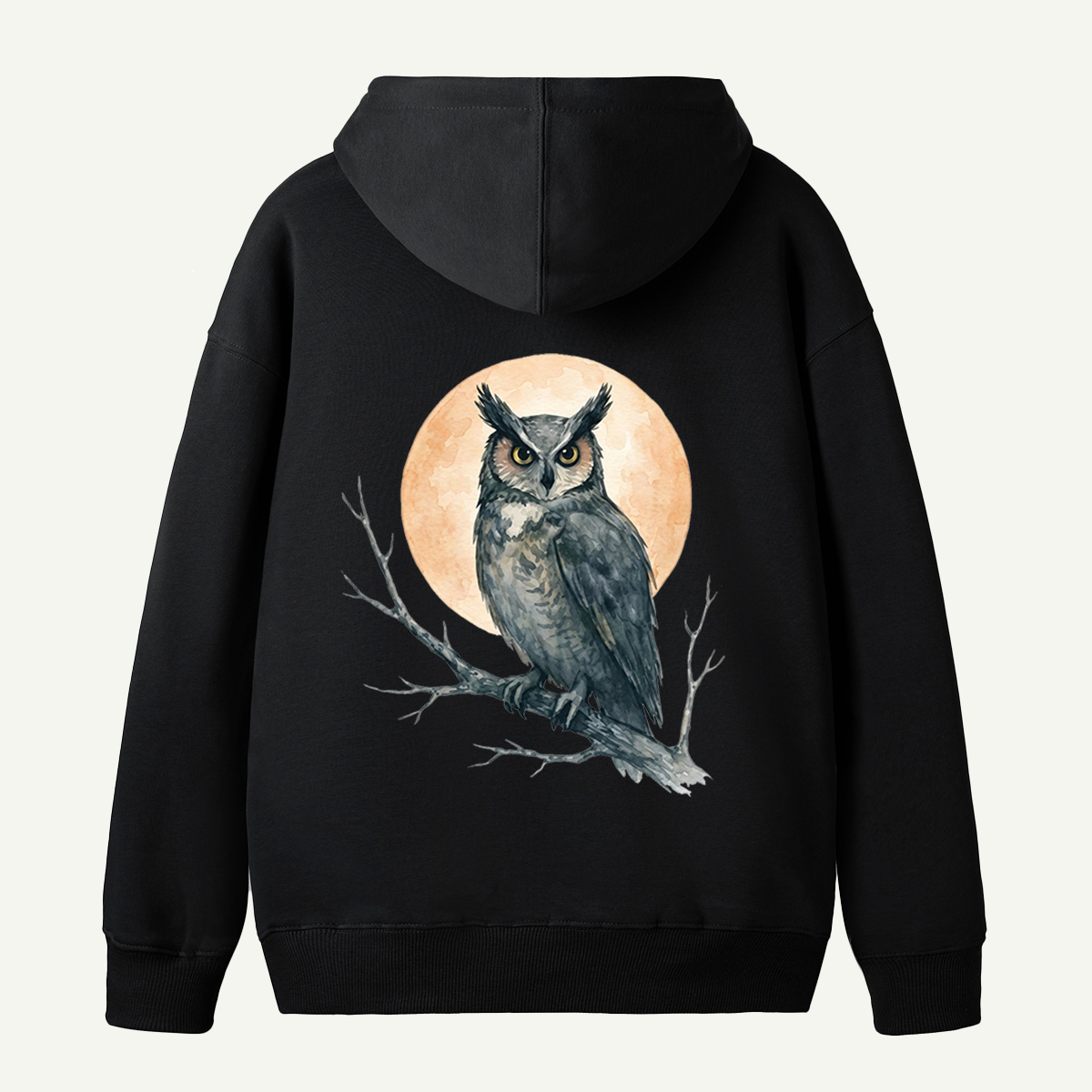 Twilight Owl Back Printed Hoodie