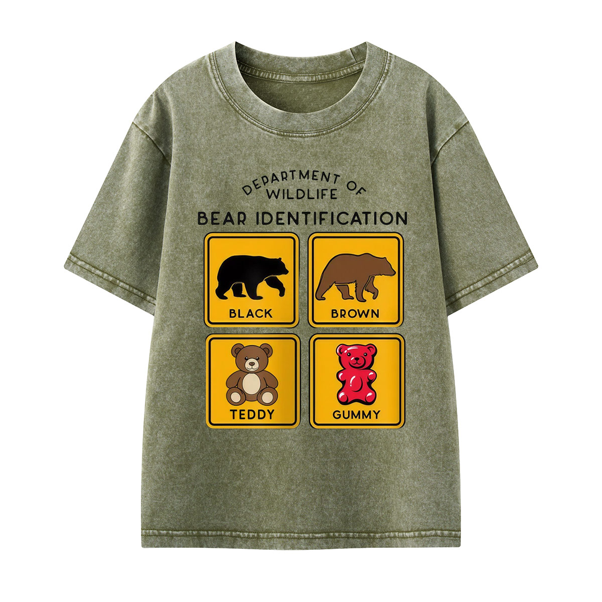 Department of Wildlife Bear Identification Kids Washed T-Shirt
