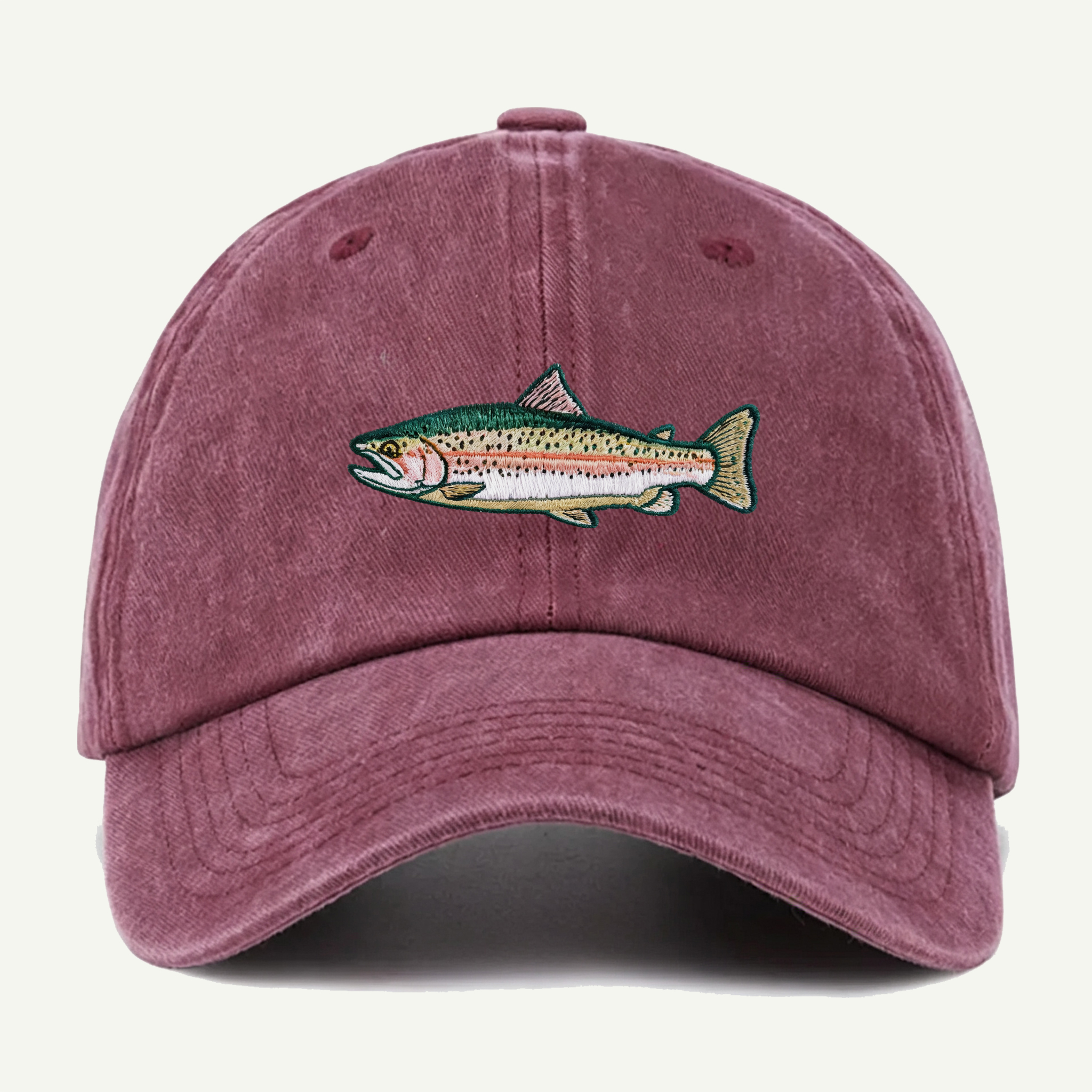 Rainbow Trout Washed Embroidered Hat