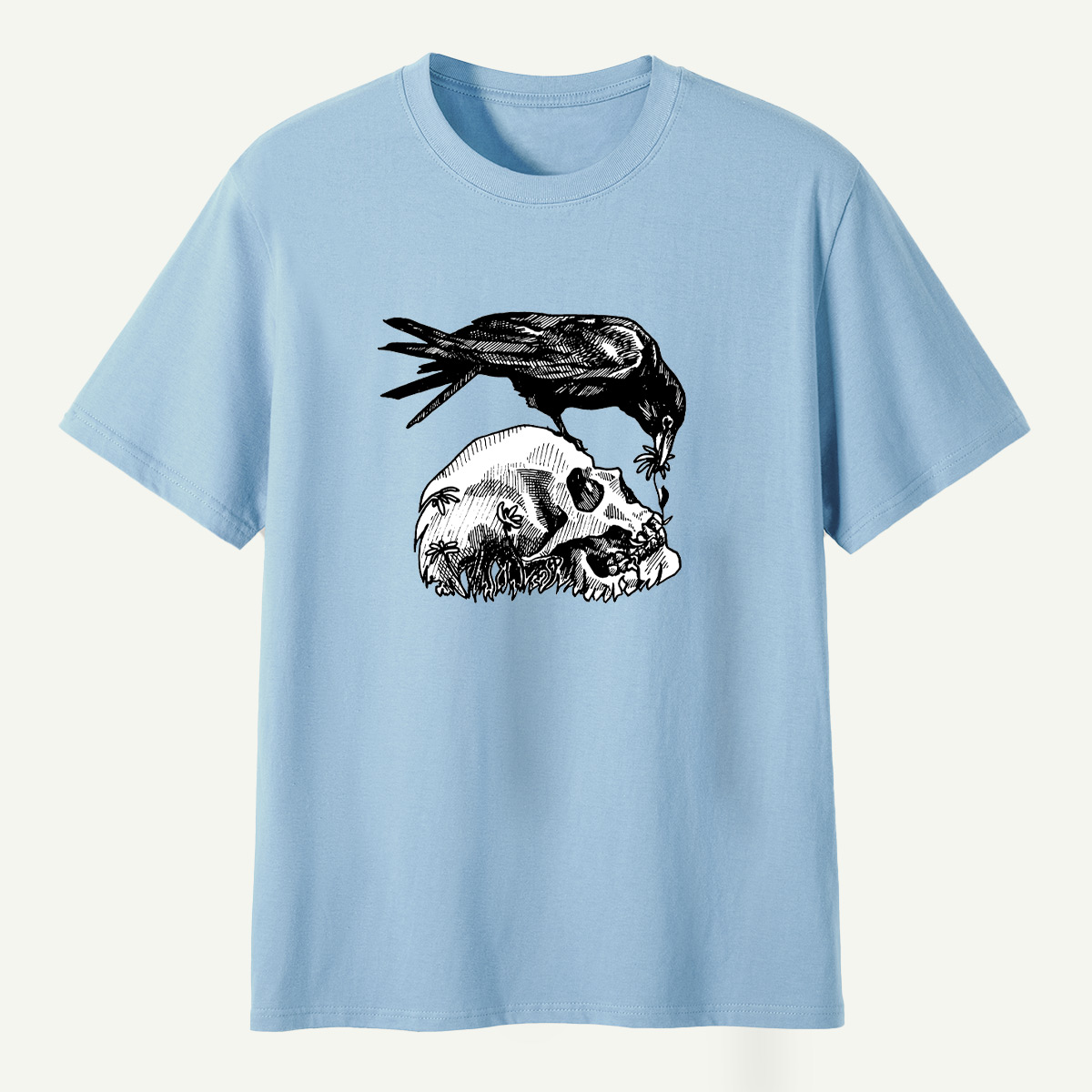 Raven Perched On Skull T-Shirt