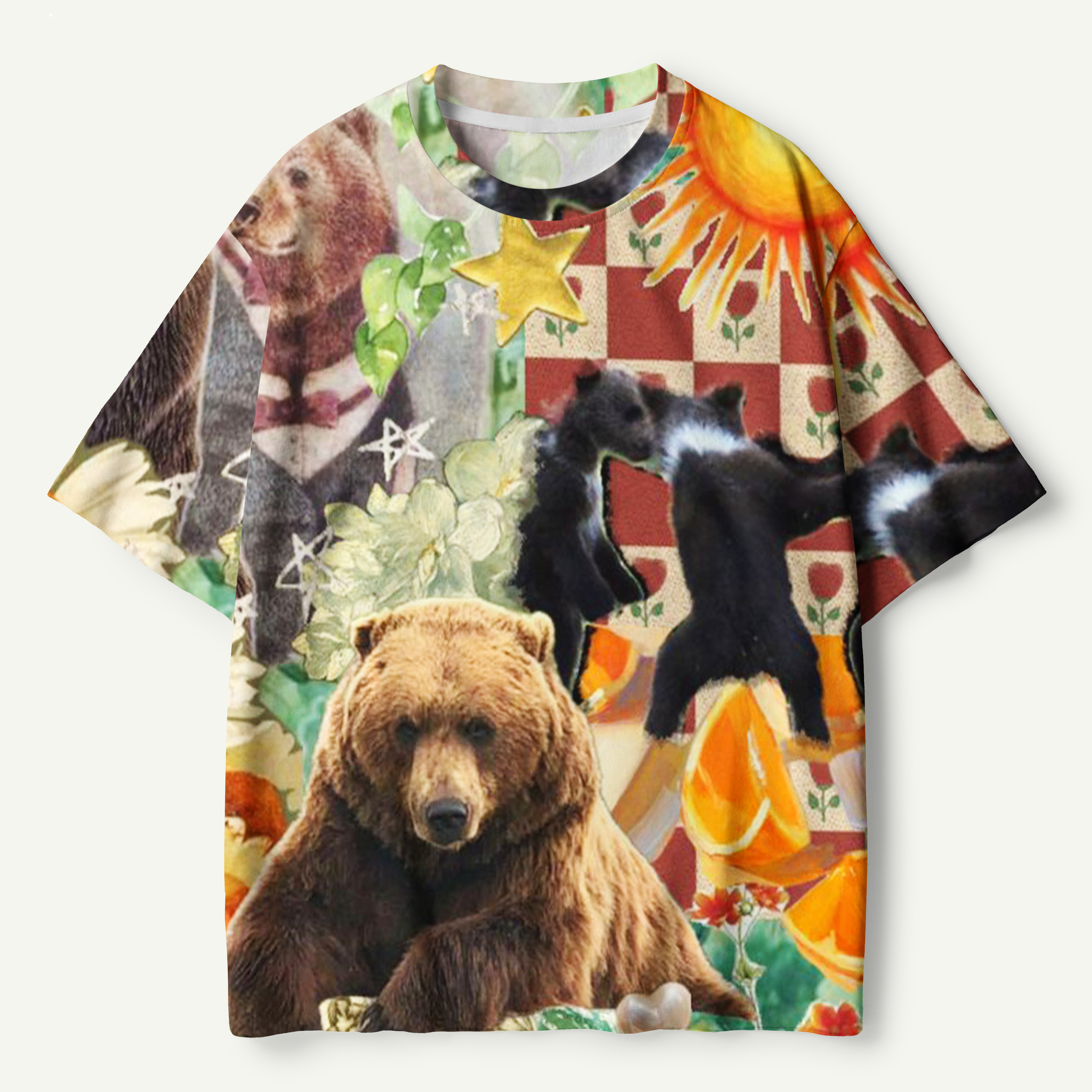 Bigfoot Campfire Wilderness Collage Premium Pure Cotton Tee