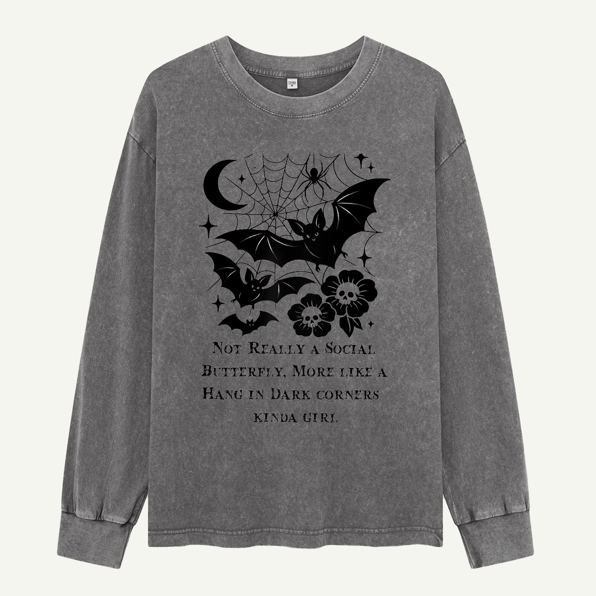 Hang In Dark Corners Kinda Girl Bats Washed Long Sleeves