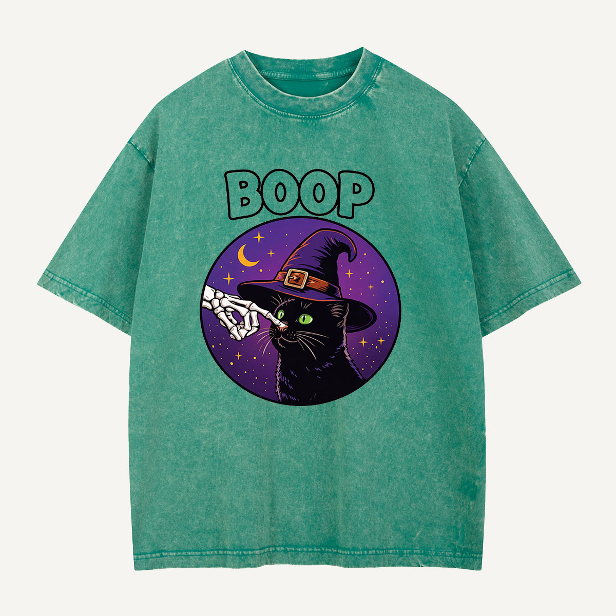 Witch Cat Gets the Boop Washed T-Shirt