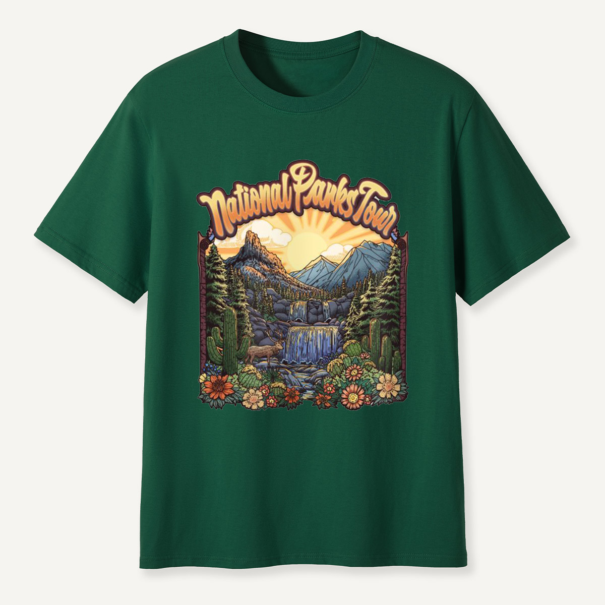 Mountain Waterfall Scenic Landscape National Parks T-Shirt