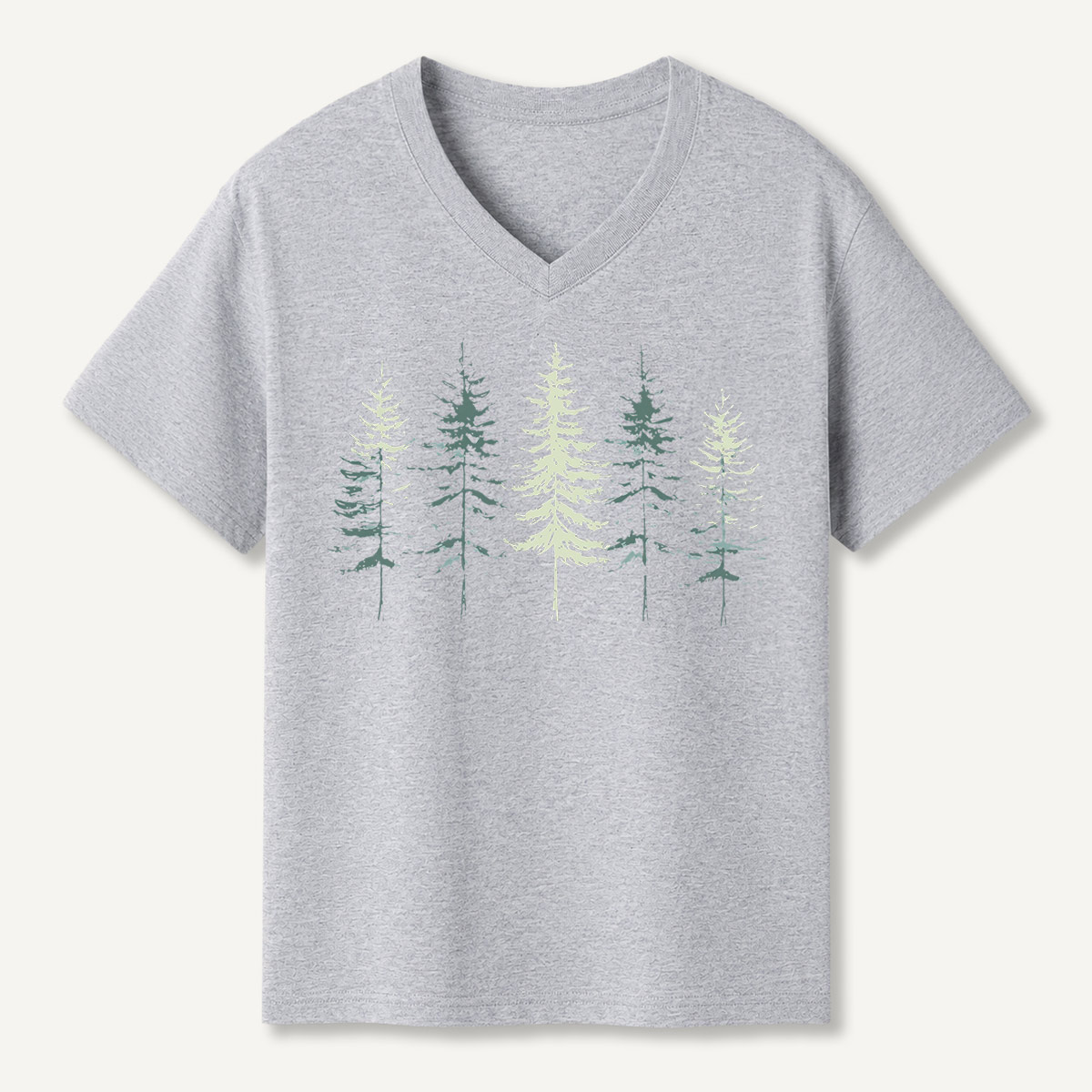 Minimal Pine Forest Silhouette V-neck T-Shirt