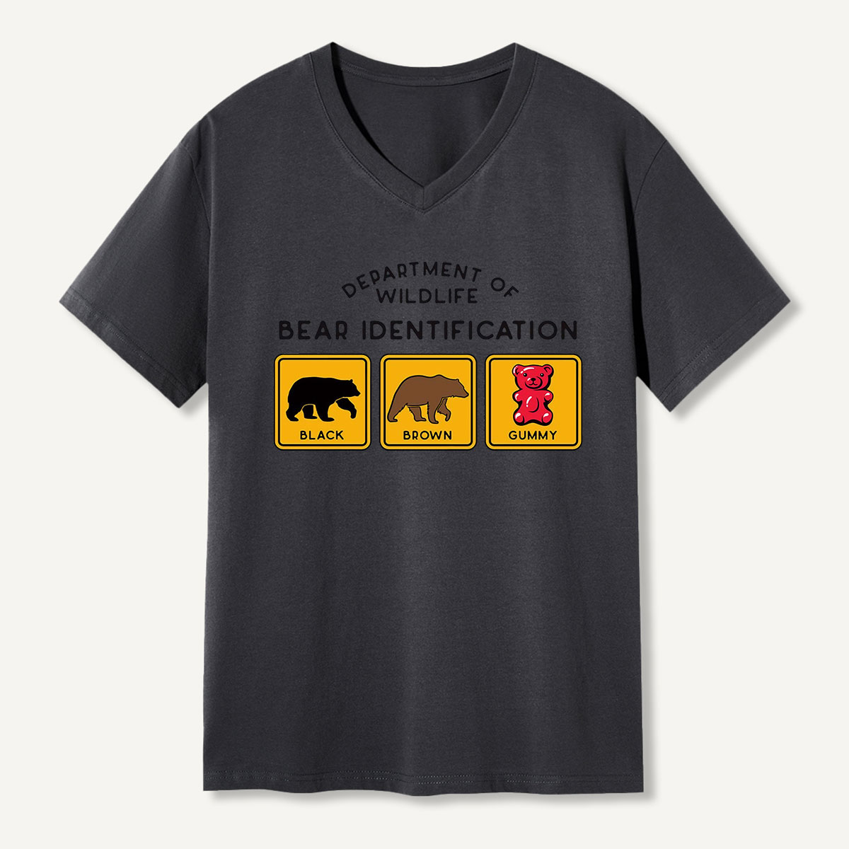 Bear Tee Cotton Classic V-neck T-Shirt