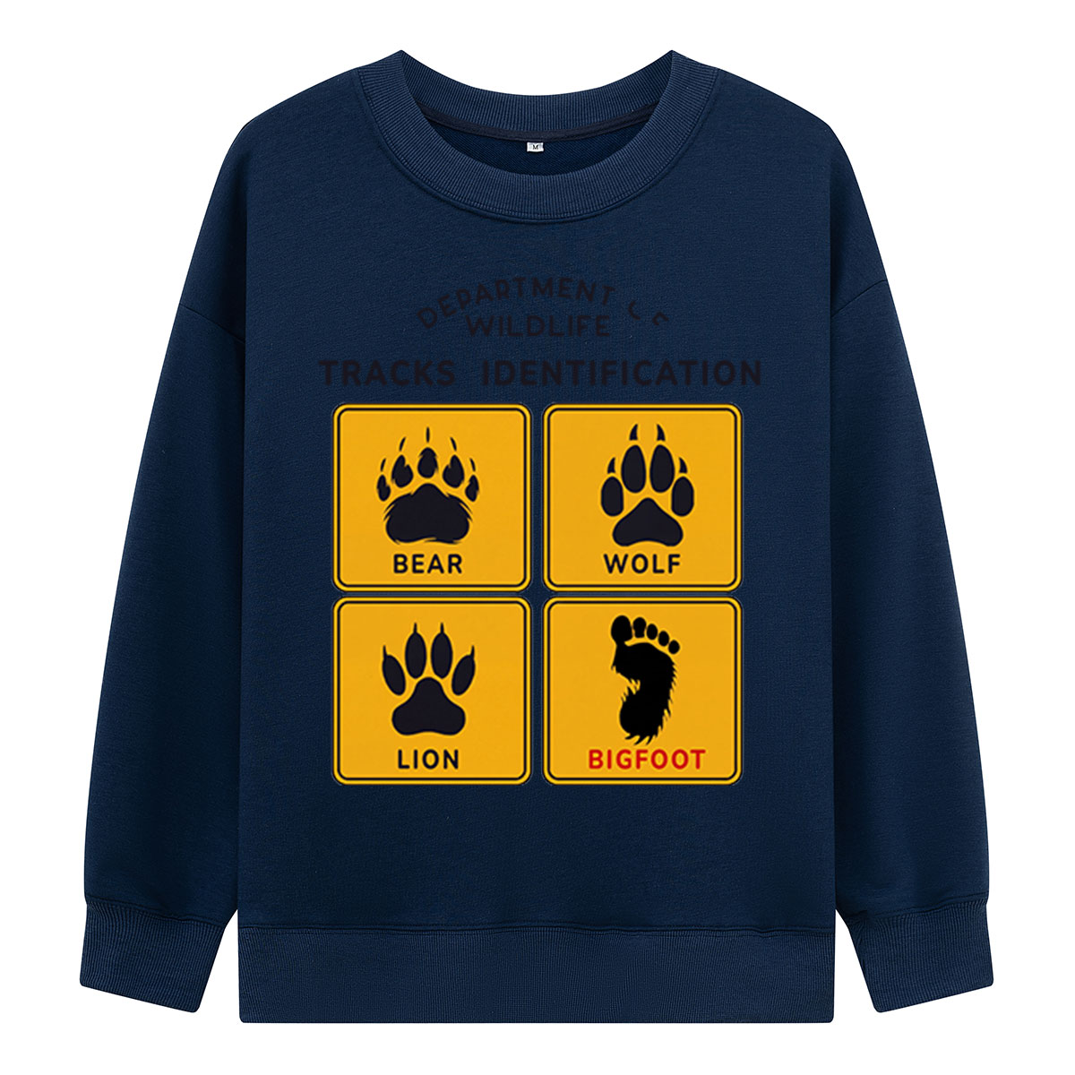 Department of Wildlife Tracks Identification Bear Wolf Lion Cryptids Sweatshirts