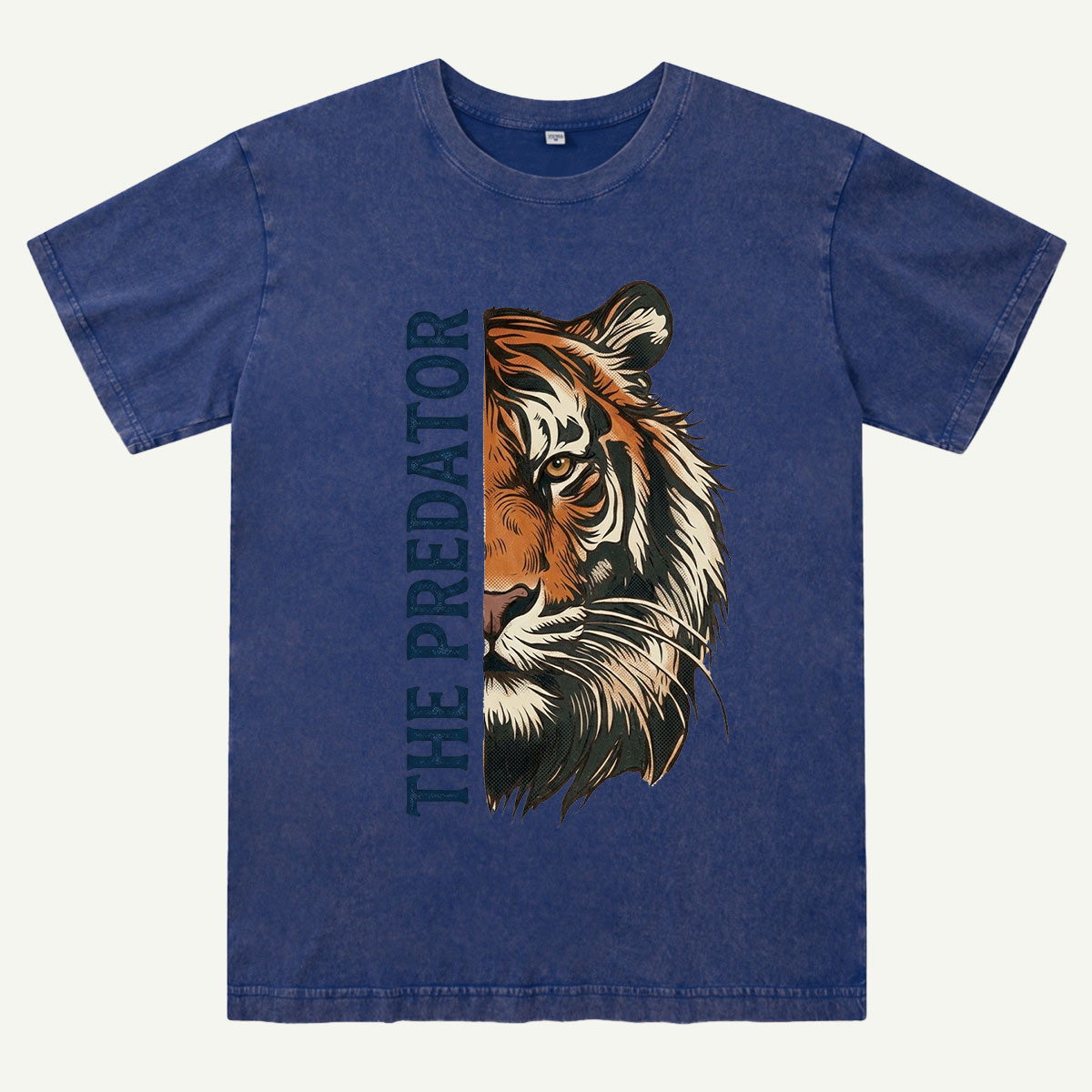 Half Face Tiger Predator Washed T-Shirt