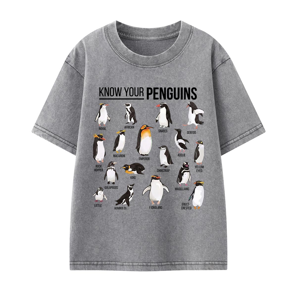 Know Your Penguins Kids Washed T-Shirt