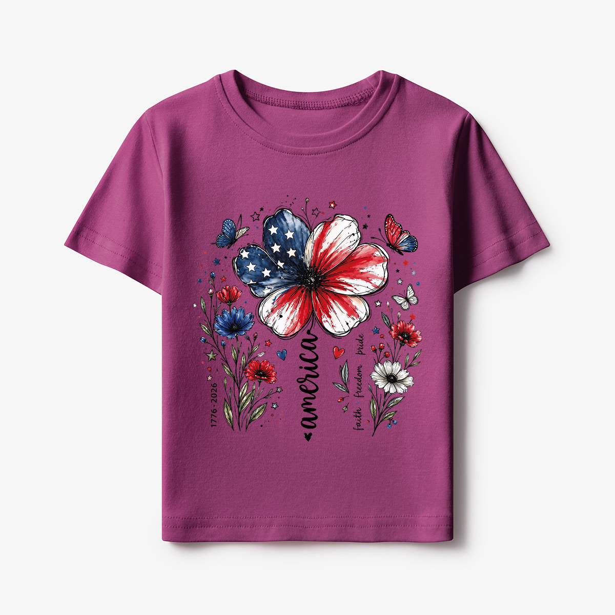USA 250th Anniversary Floral Kids T-Shirt
