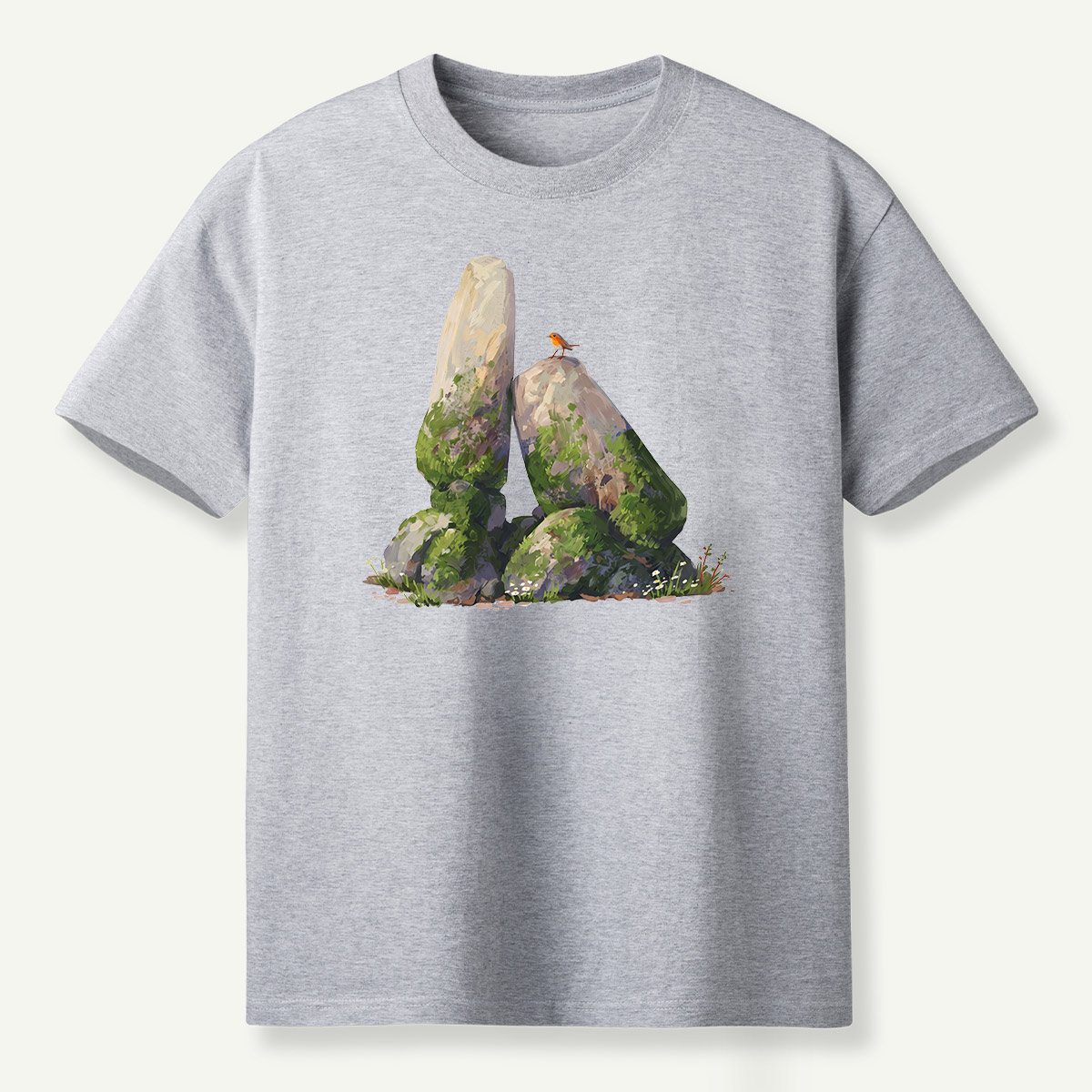 Mossy Standing Stones Woodland Scene T-Shirt