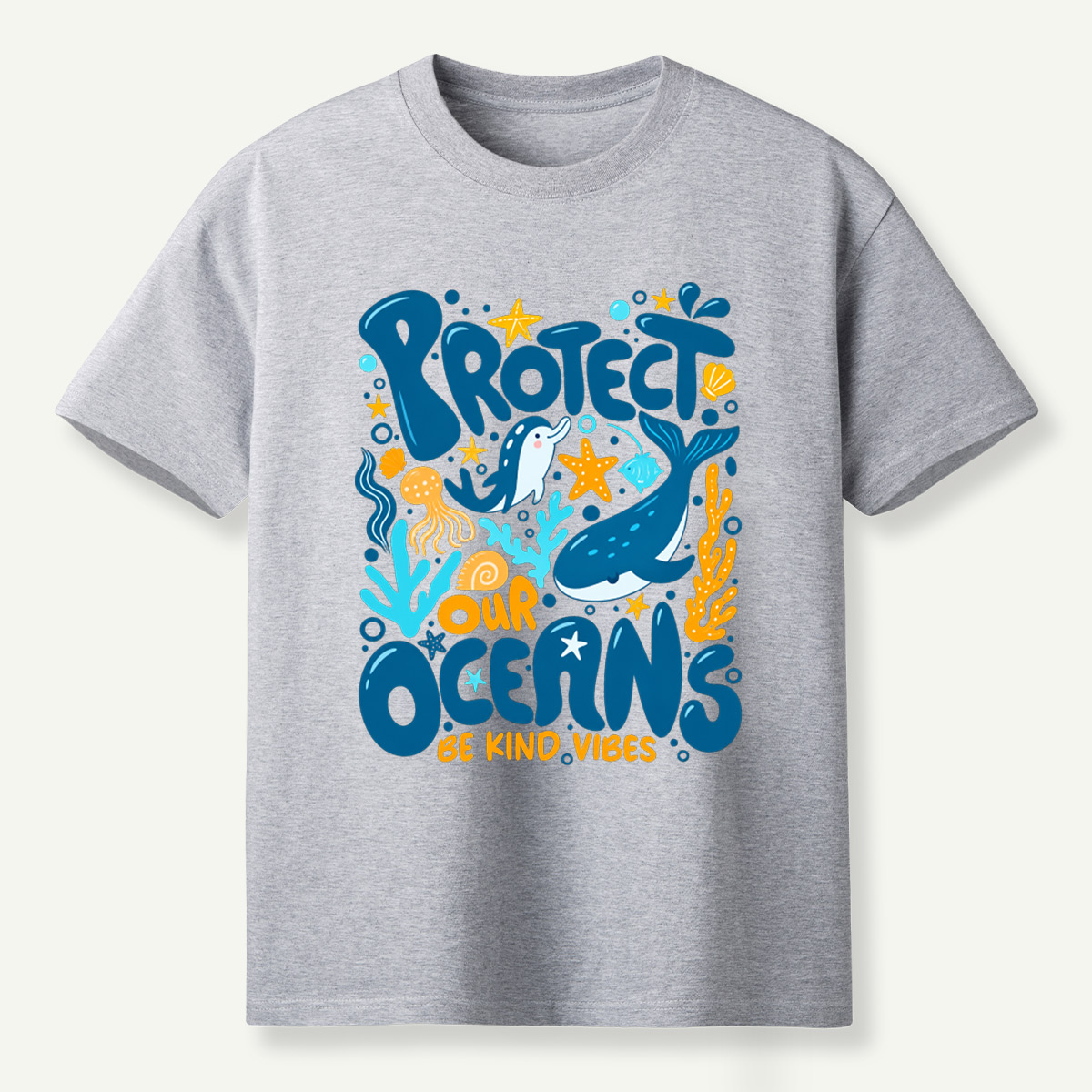 Protect Our Oceans Be Kind Vibes Whale Dolphin Coral T-Shirt