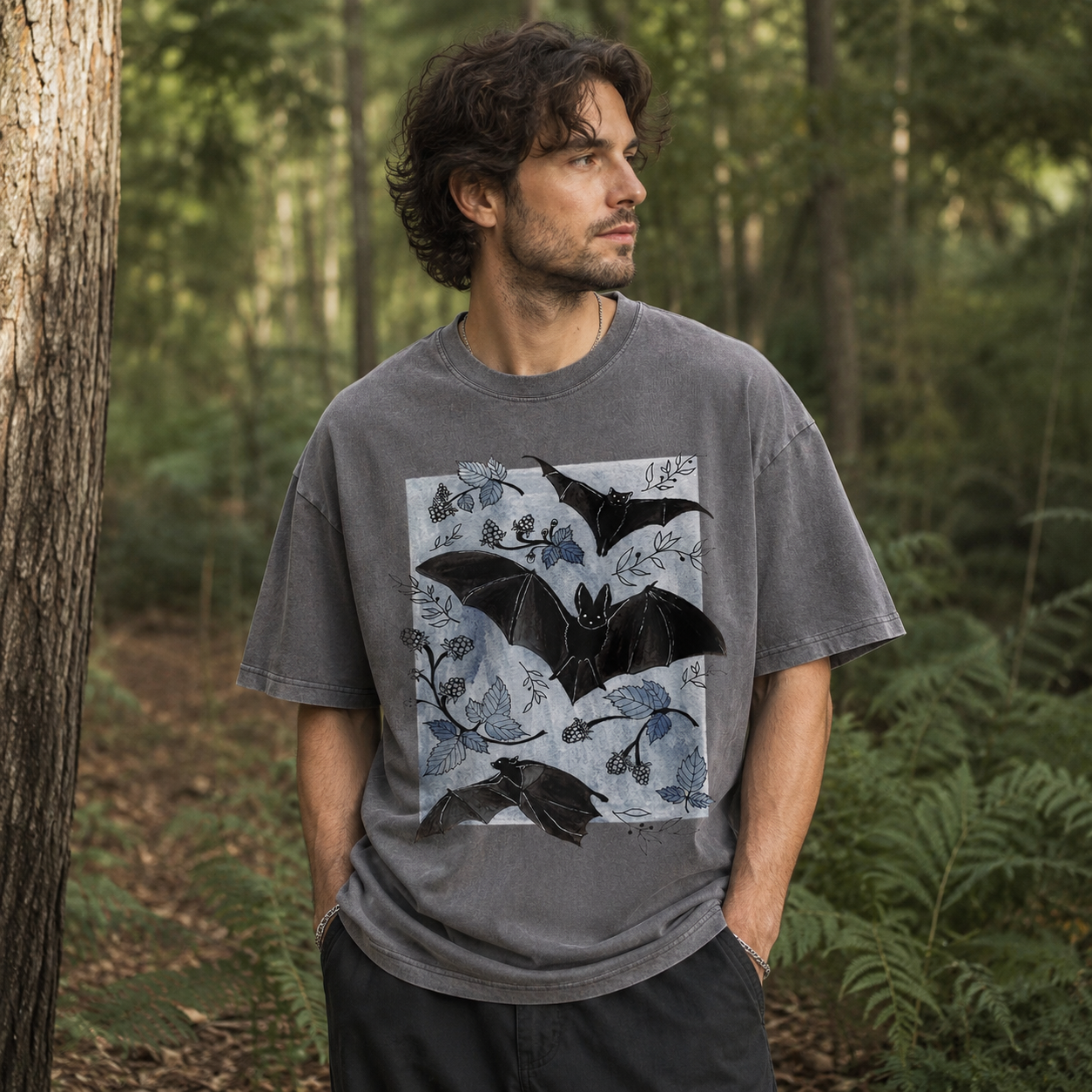 Bats in the Brambles Washed T-Shirt