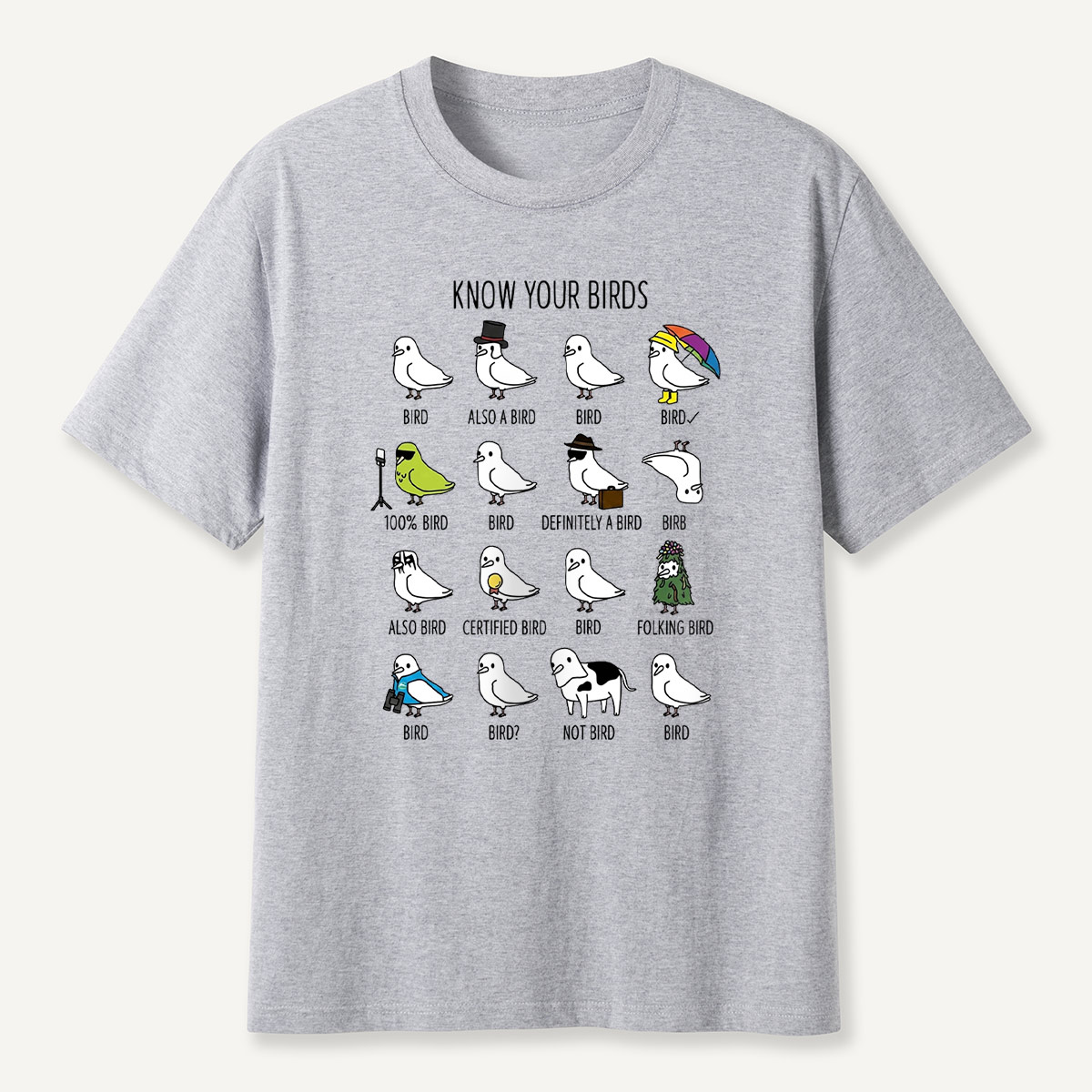Know Your Birds Bird Chart T-shirt