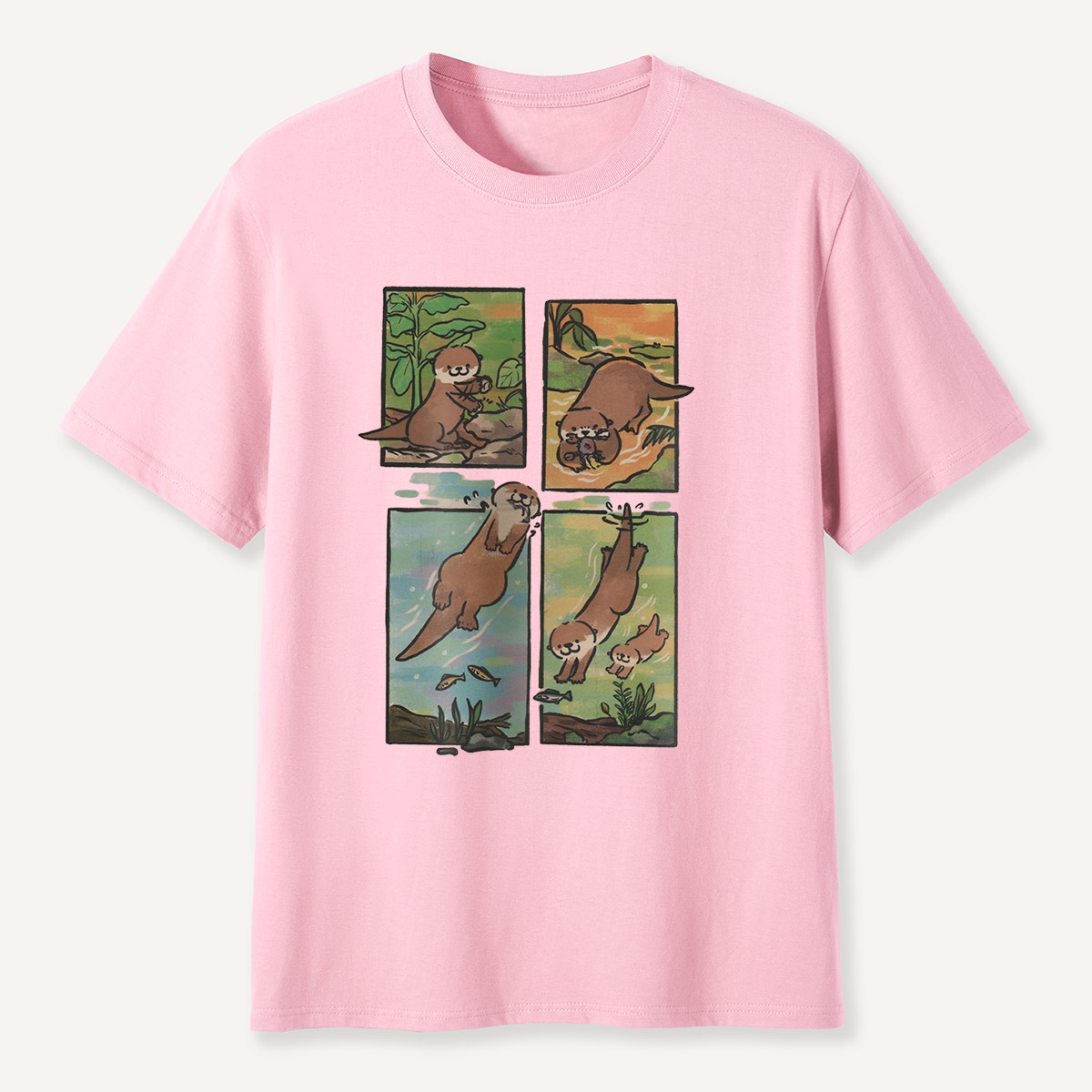 Otter Adventures Four Panel Comic T-Shirt
