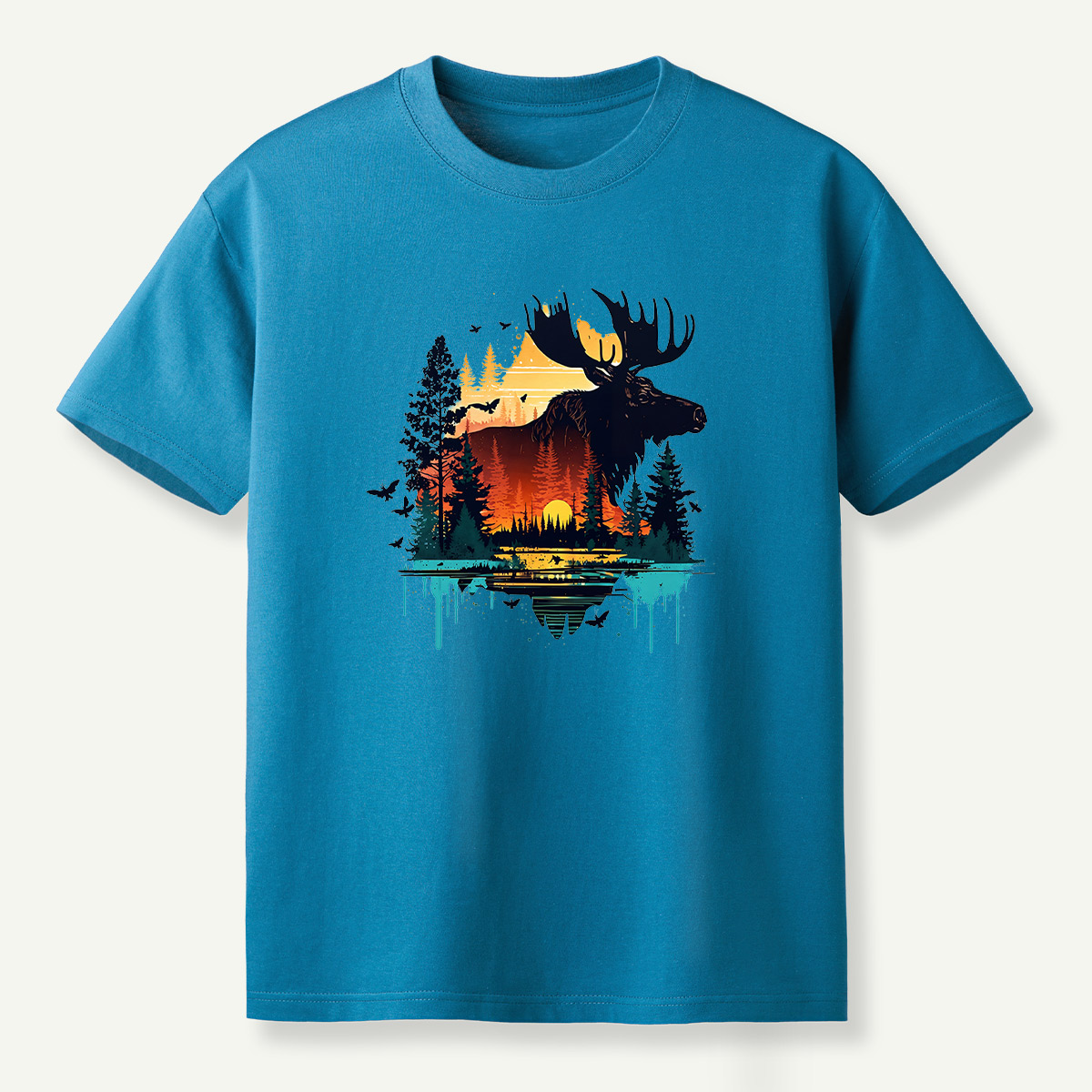 Moose Sunset Forestscape T-Shirt