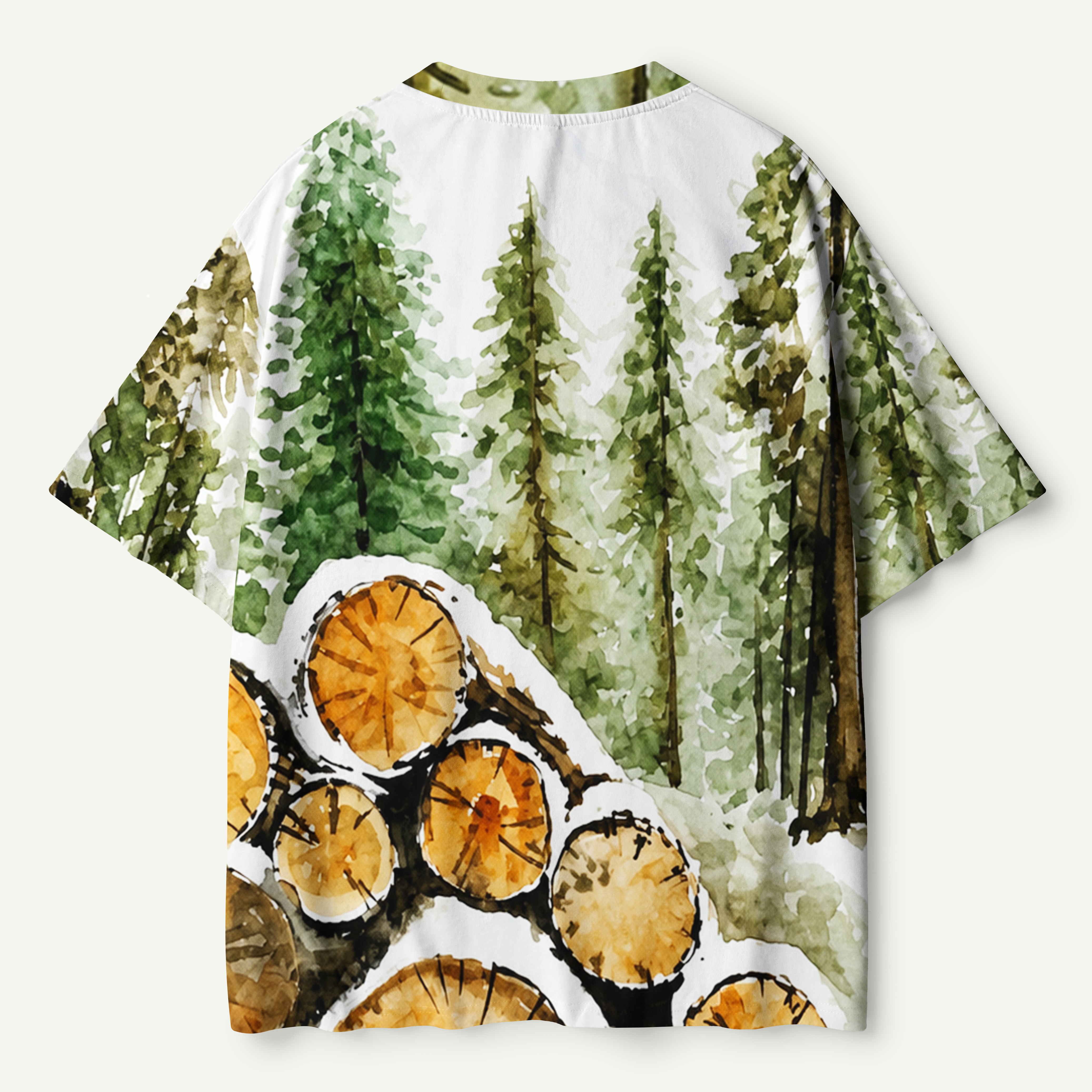 Woodland Log Pile Forest Study Premium Pure Cotton Tee