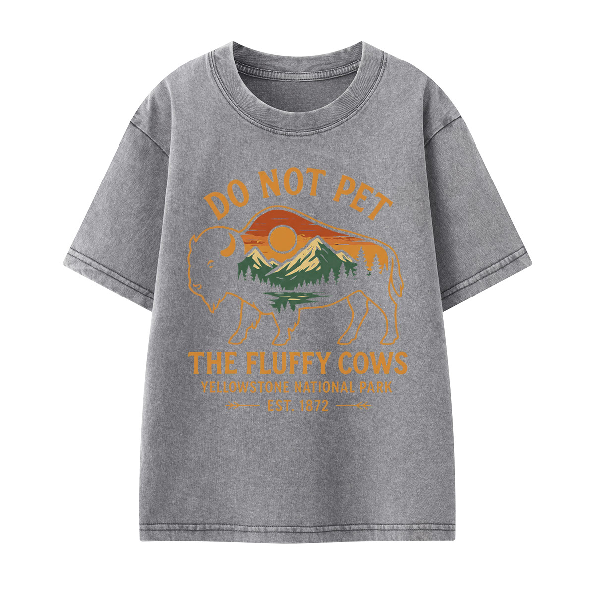 Do Not Pet The Fluffy Cows Buffalo Yellowstone National Park Kids Washed T-Shirt