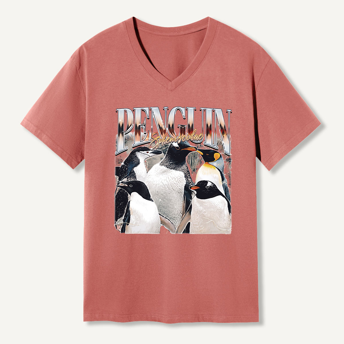 Penguin Rock Band Vintage Poster V-neck T-Shirt