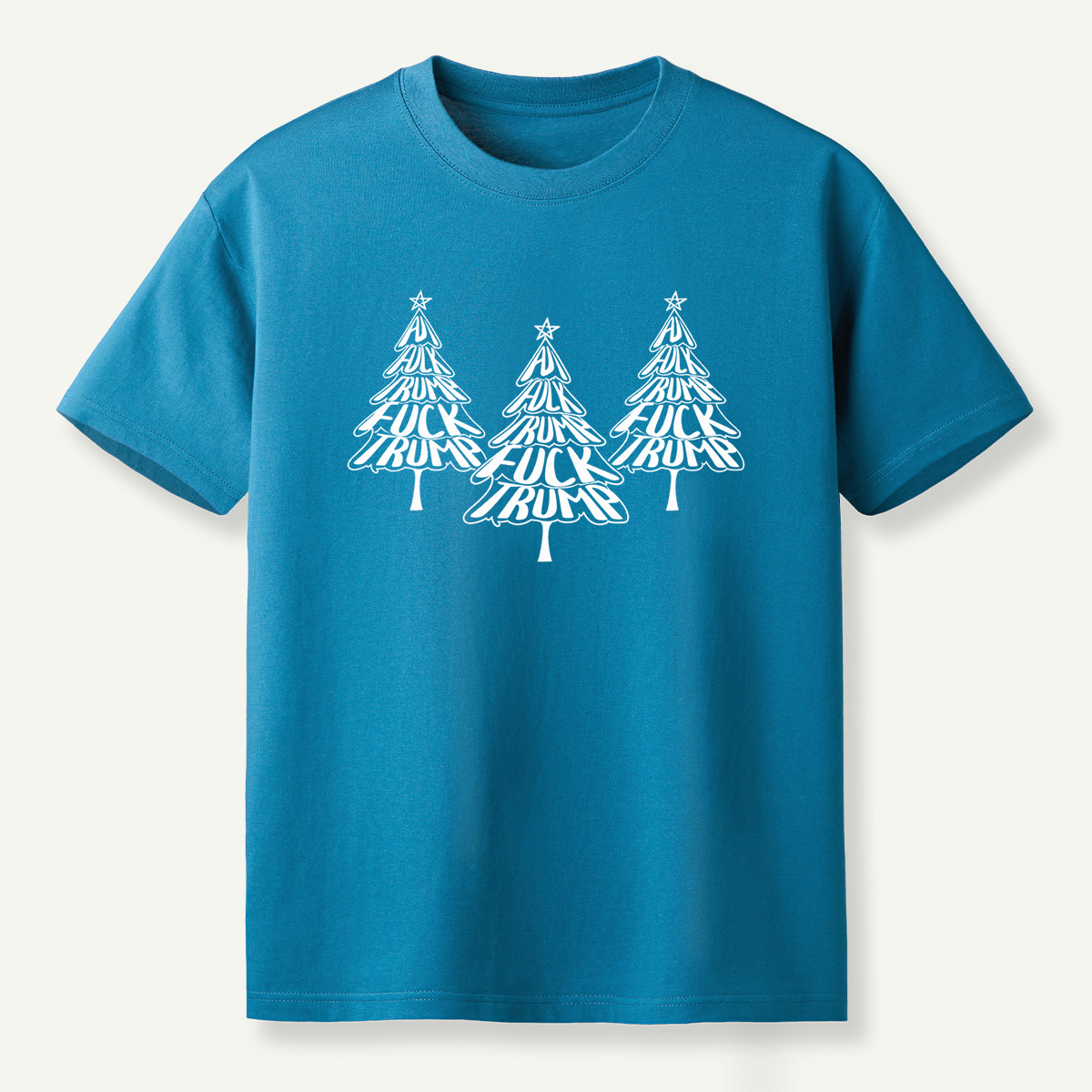 Fuck Trump Christmas Tree Typography T-Shirt