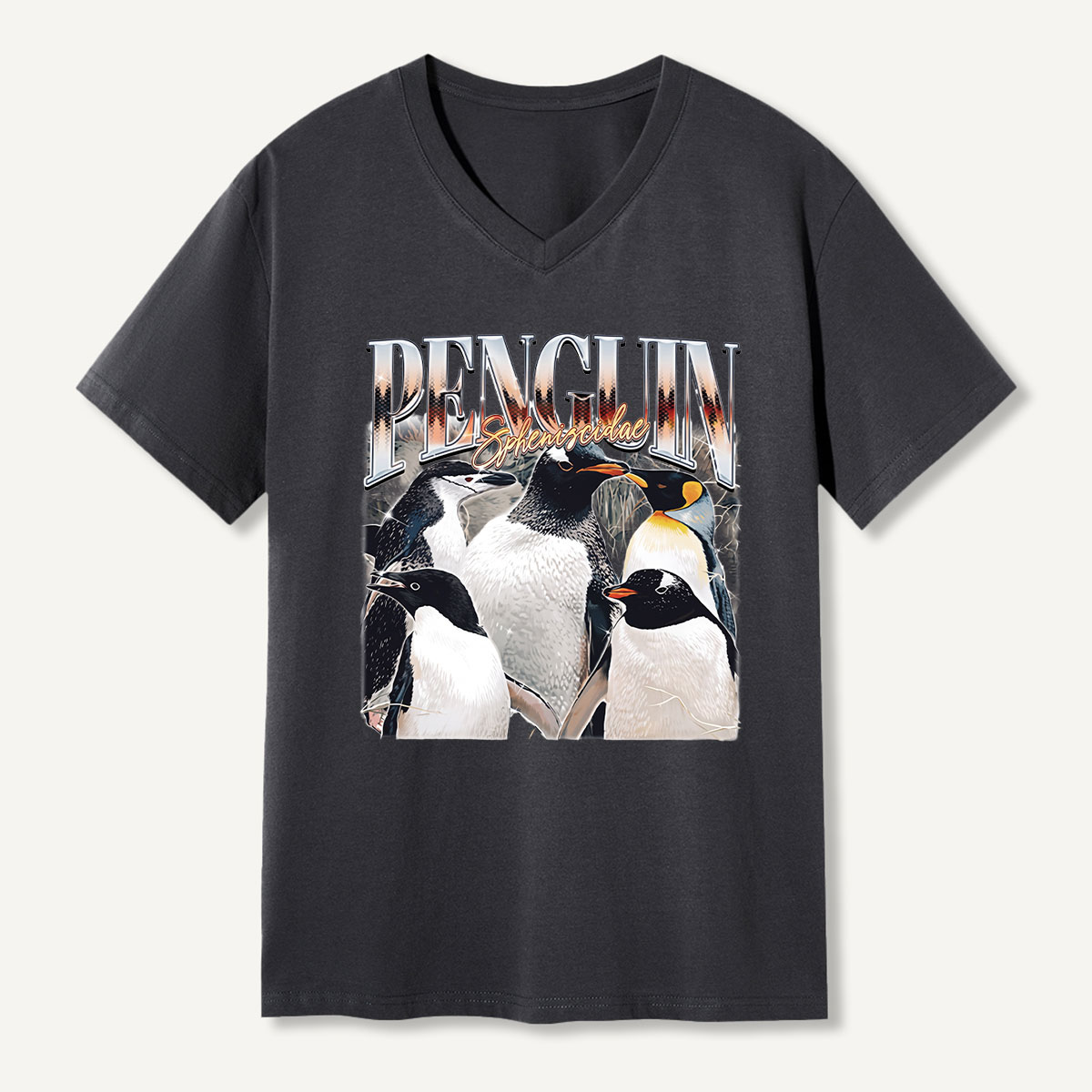 Penguin Rock Band Vintage Poster V-neck T-Shirt